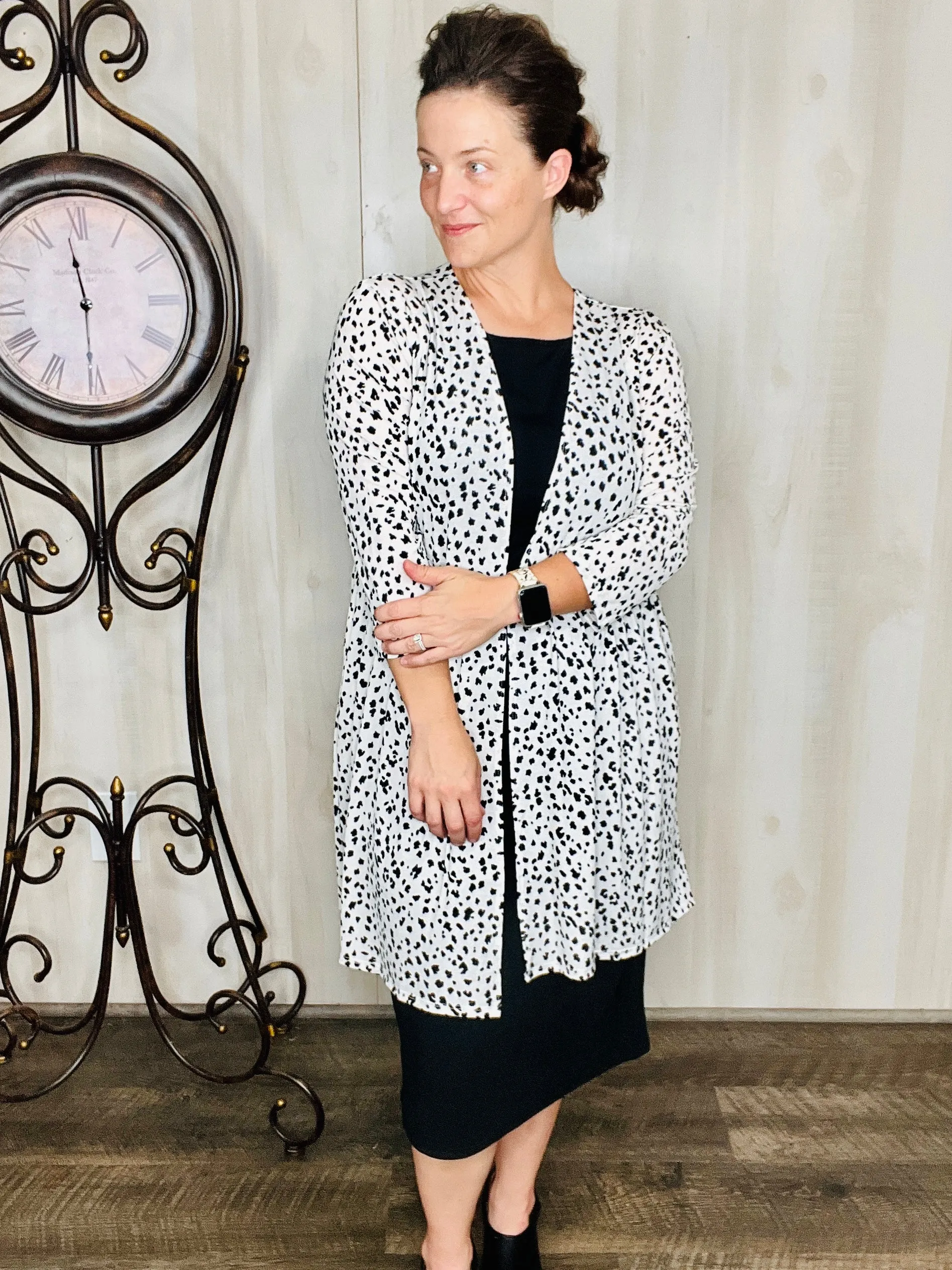 Animal Print Open Cardigan- Black or White