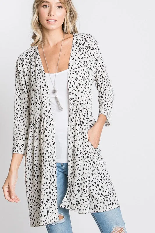 Animal Print Open Cardigan- Black or White