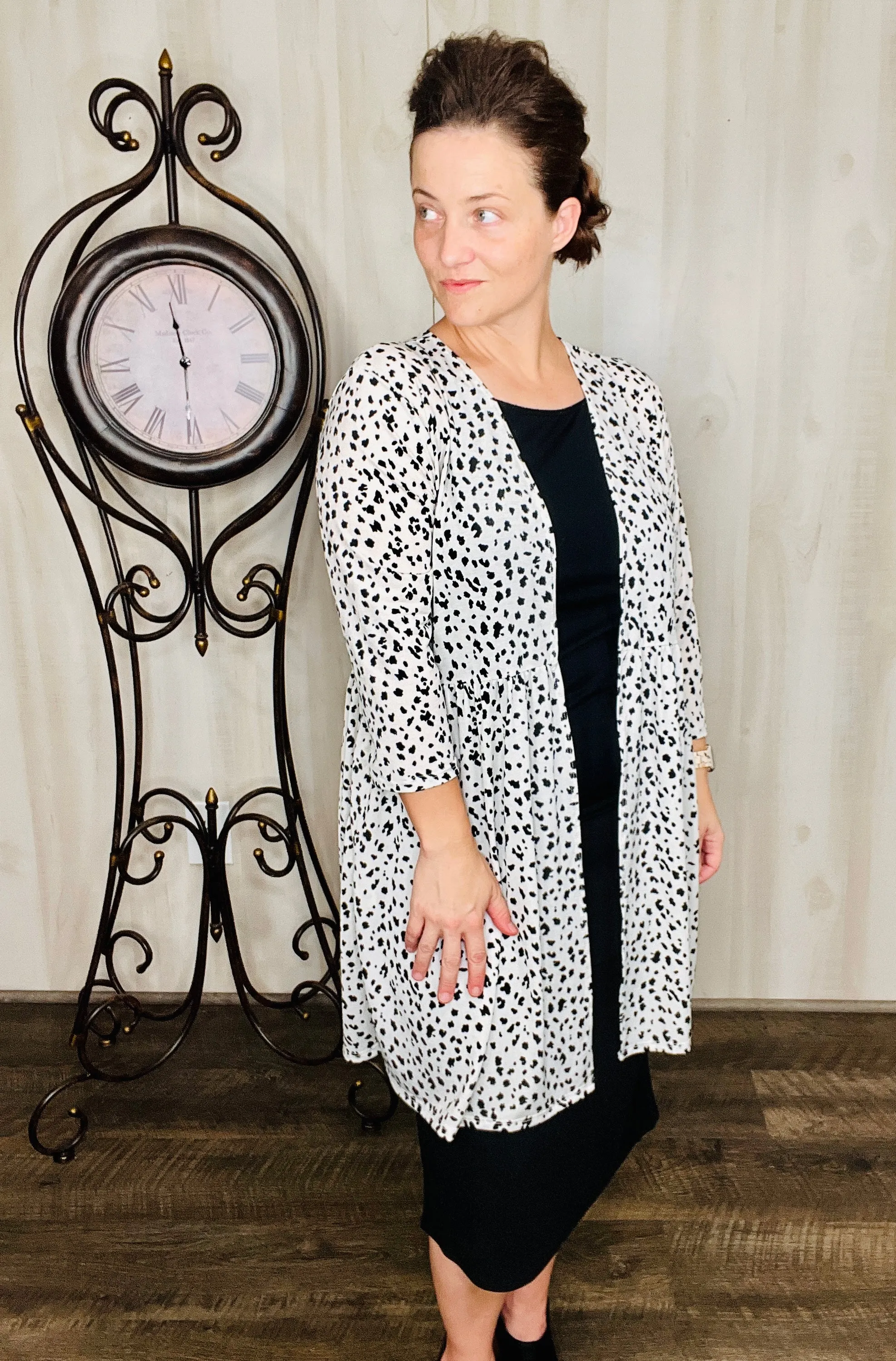 Animal Print Open Cardigan- Black or White