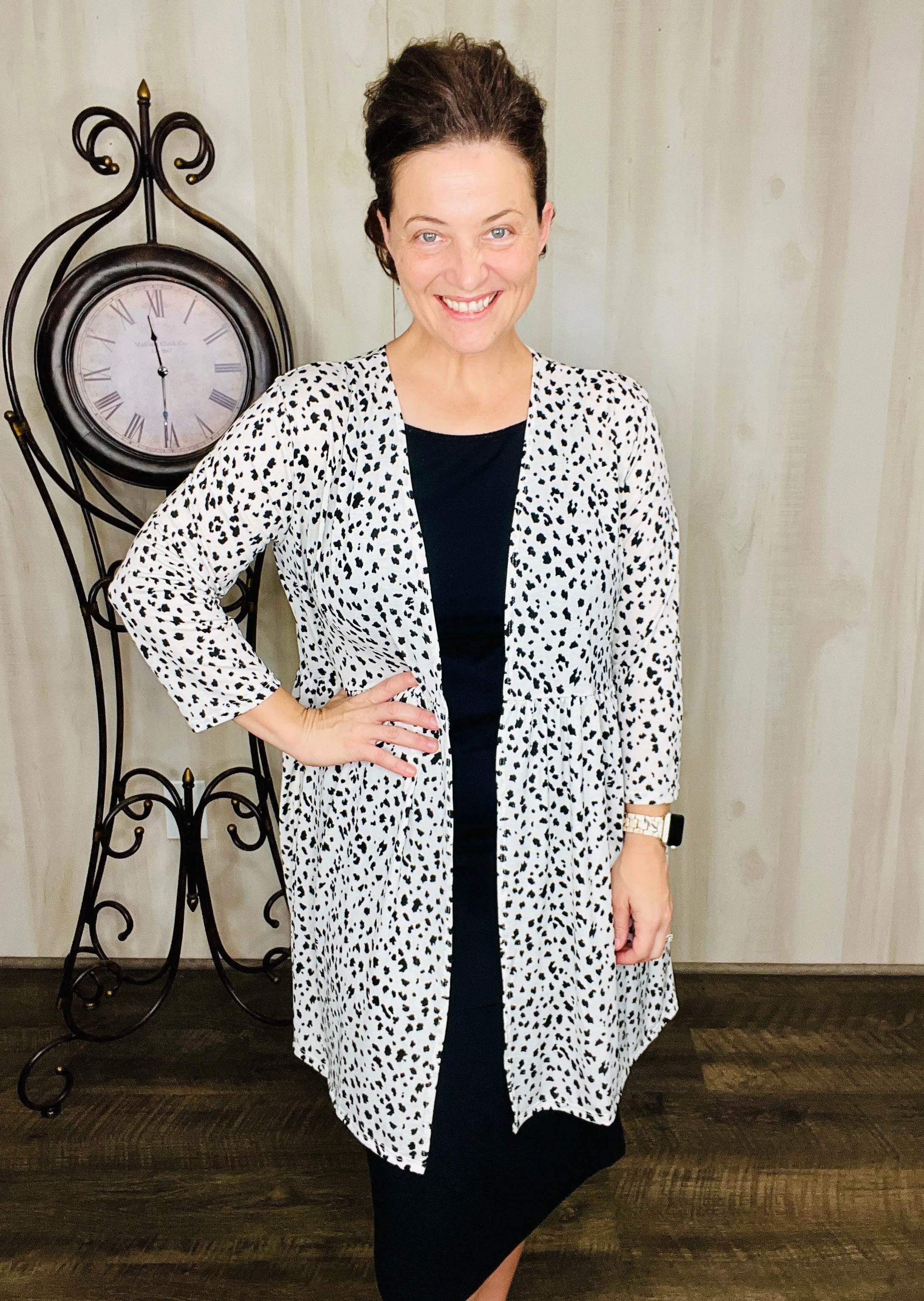 Animal Print Open Cardigan- Black or White