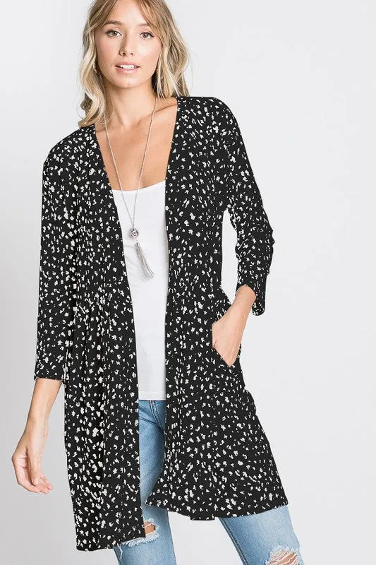 Animal Print Open Cardigan- Black or White