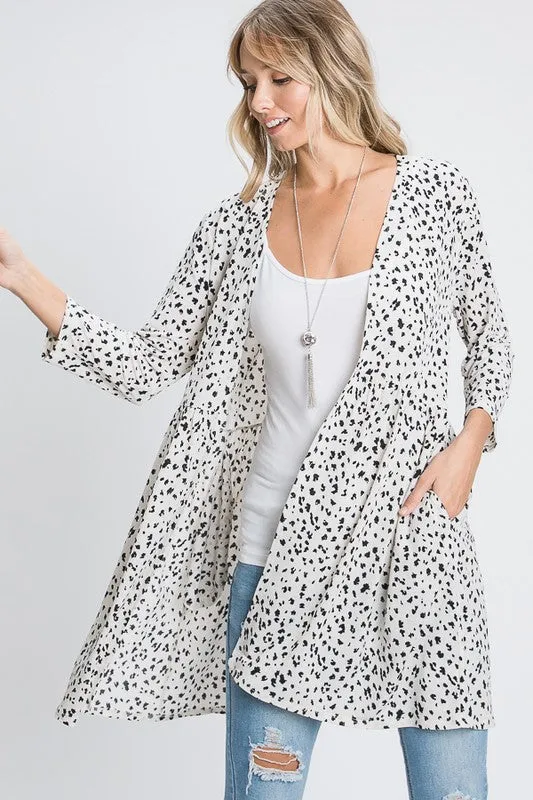 Animal Print Open Cardigan- Black or White