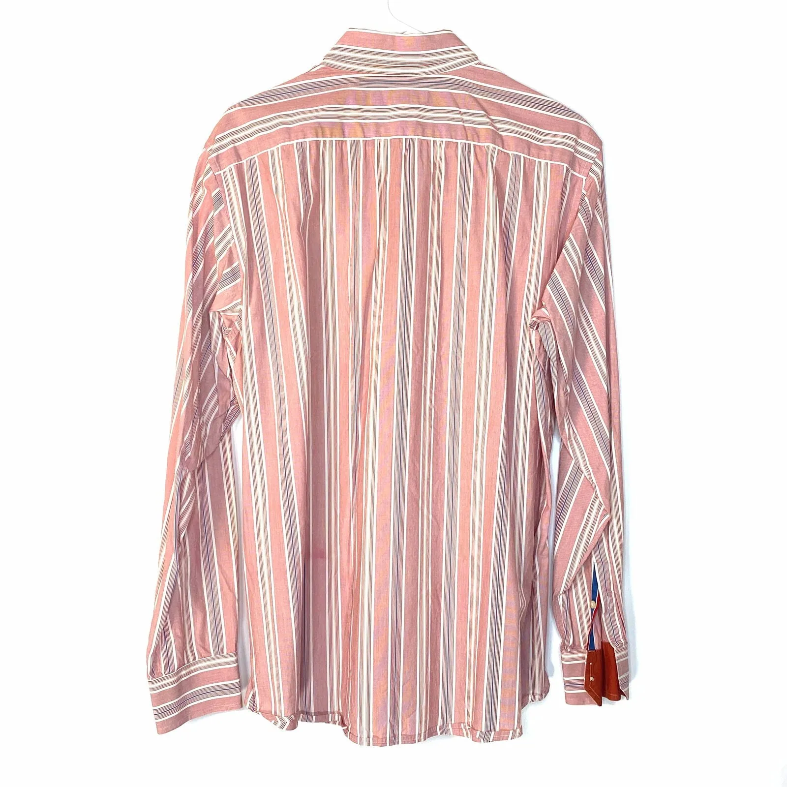 Banana Republic Mens Size L Red White Striped Dress Shirt Button-Up L/s