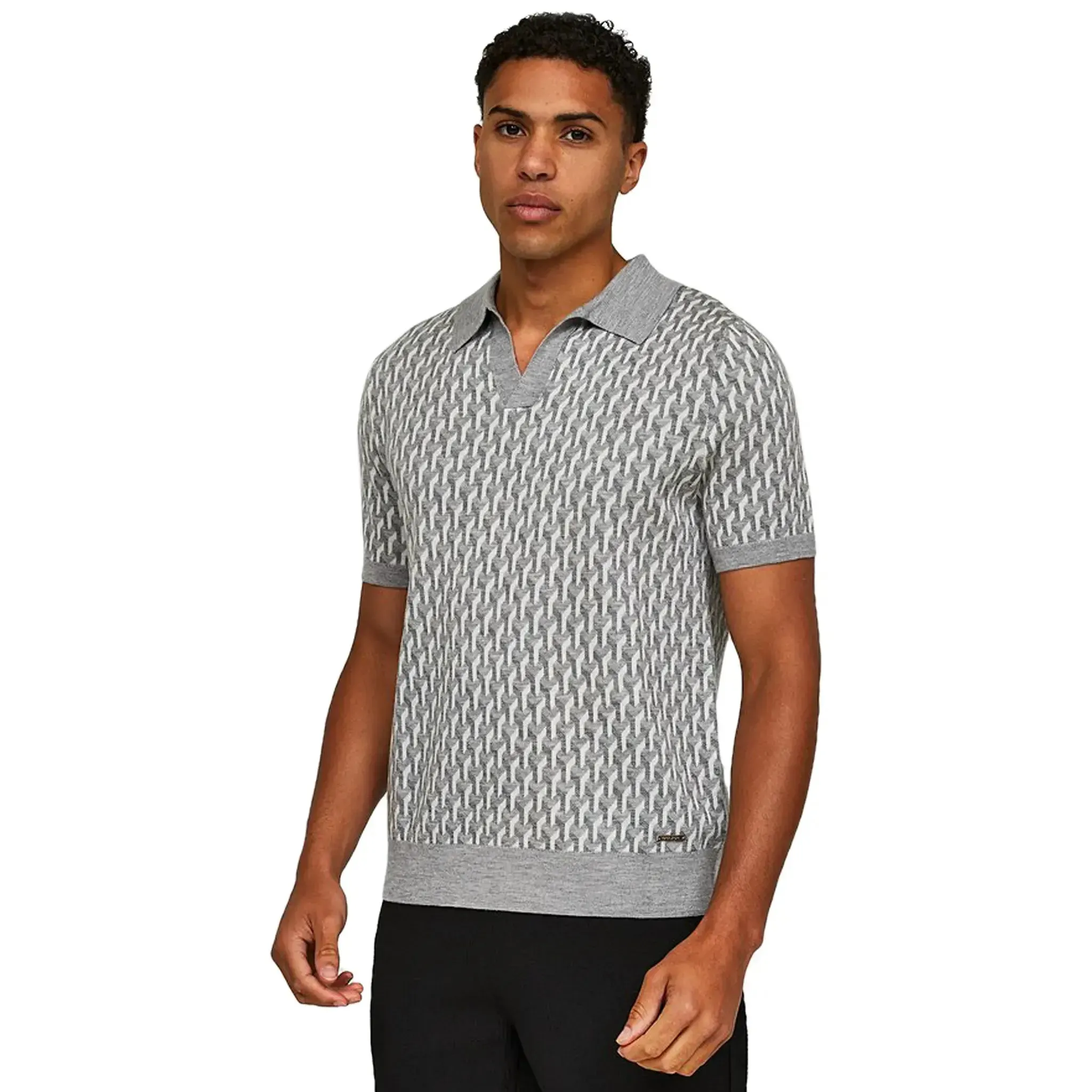 Belier Illusion Knit Grey Polo Shirt