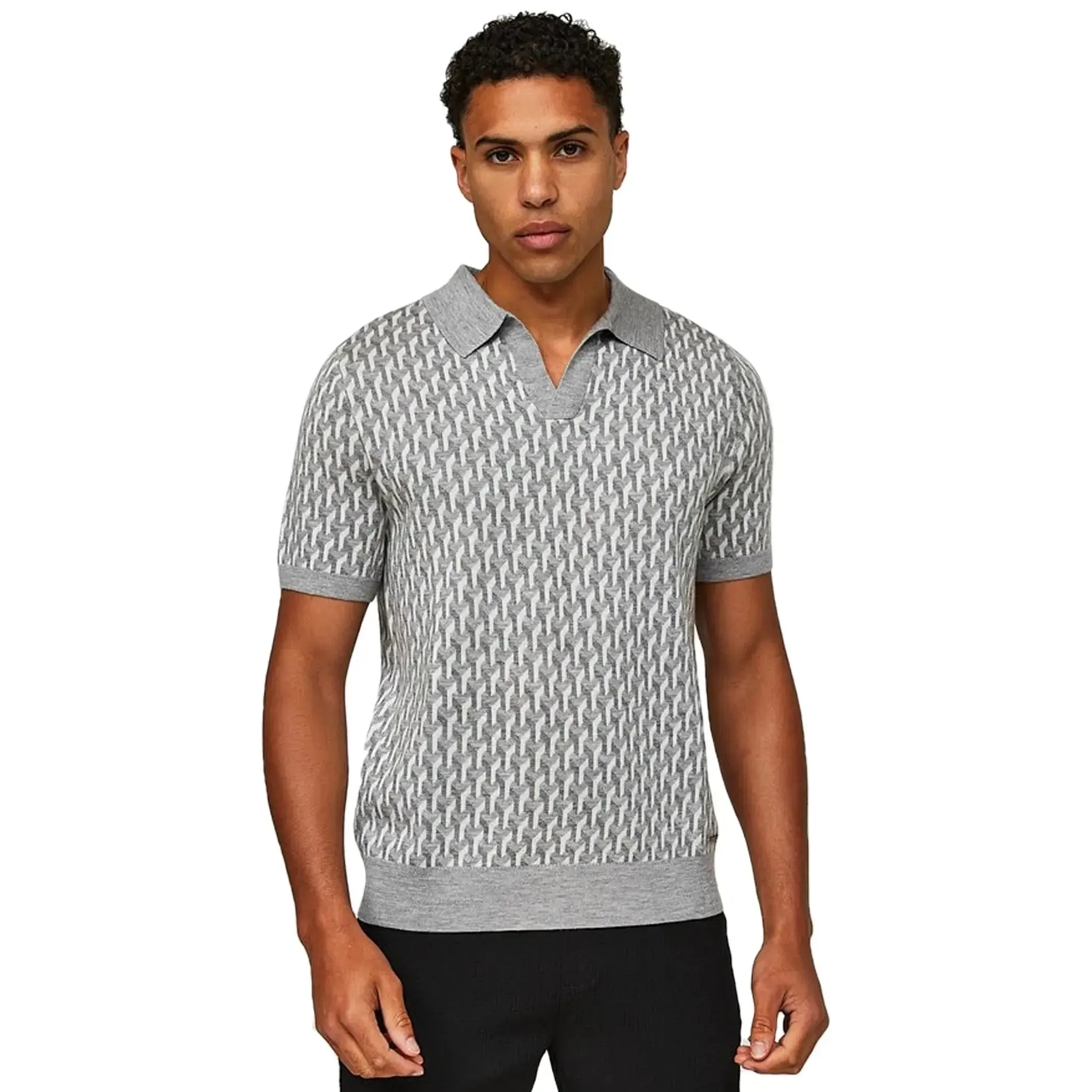 Belier Illusion Knit Grey Polo Shirt