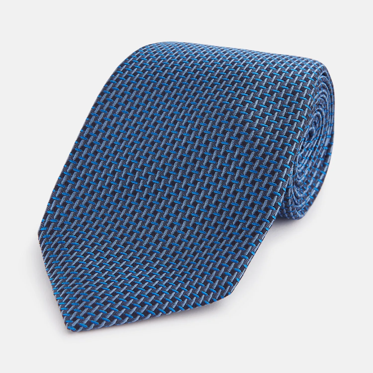 Blue Geometric Silk Tie