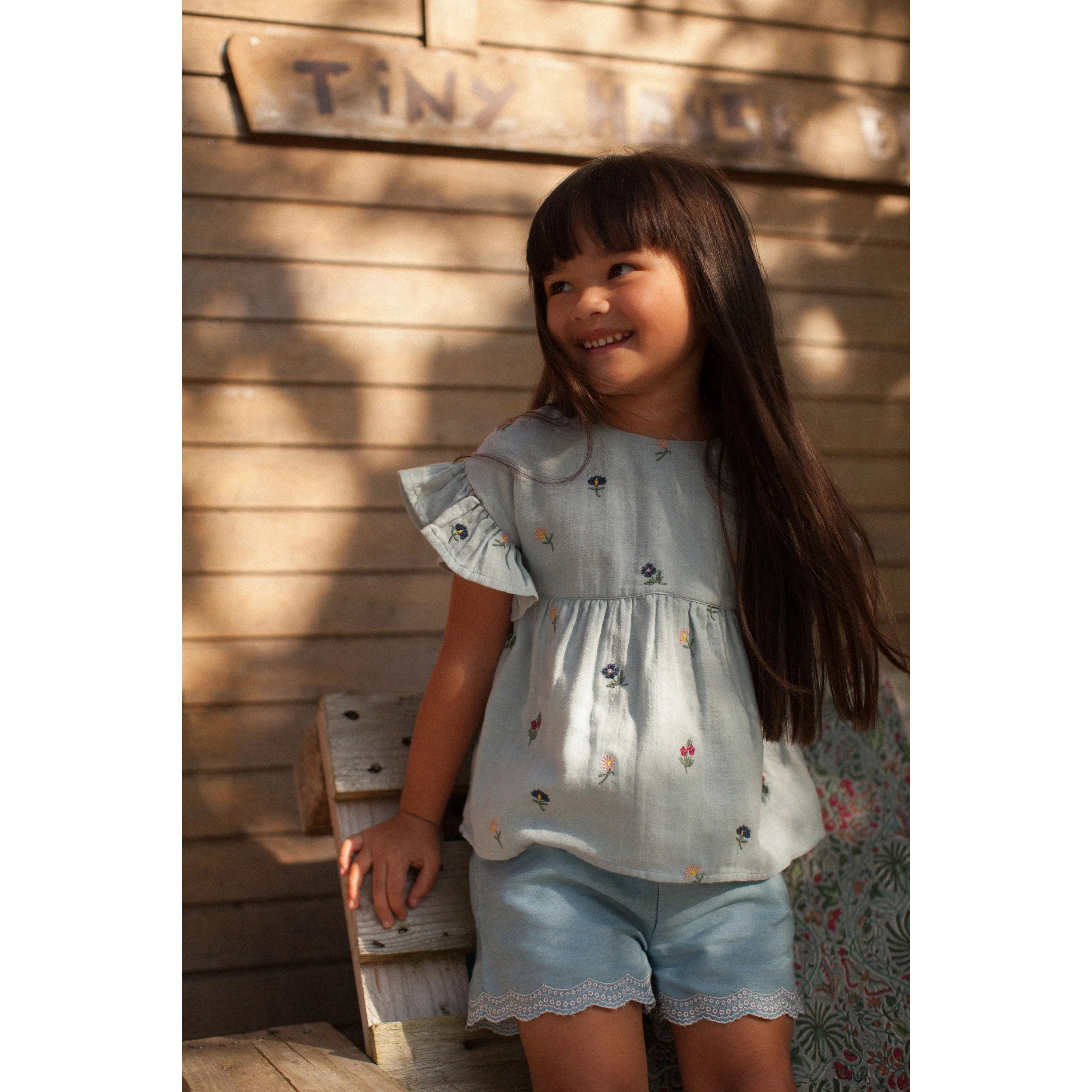 Bonheur du Jour Paris Baby Girl Blouse Blue