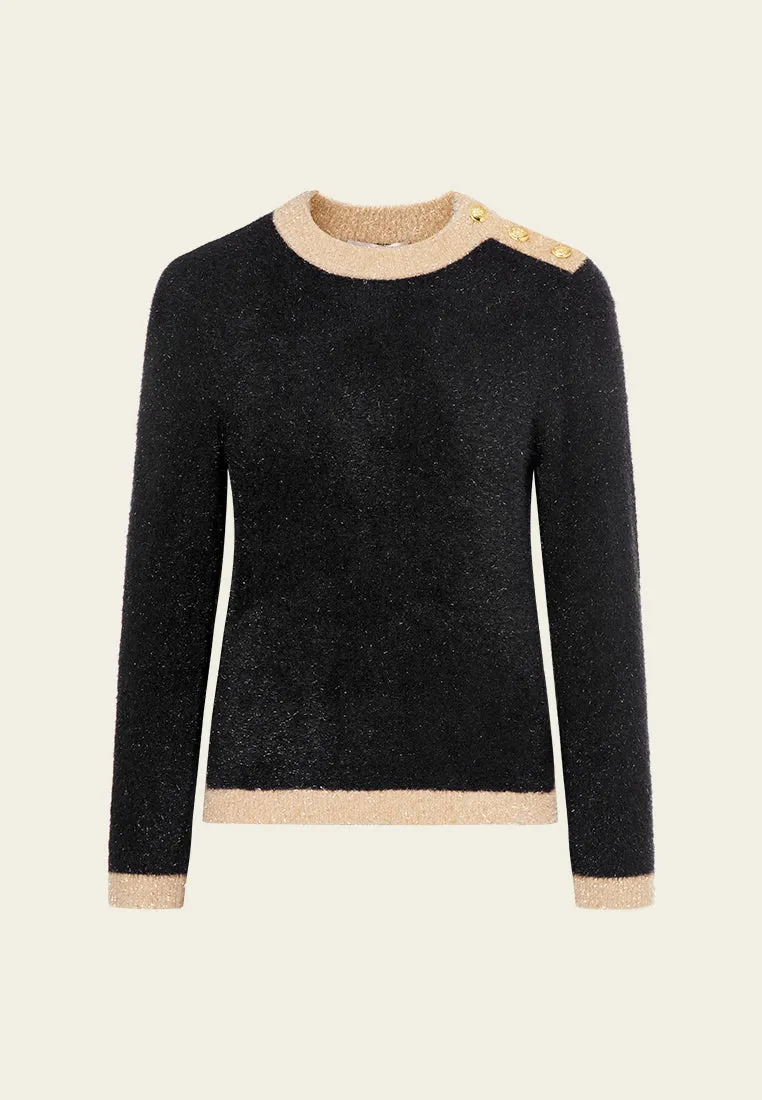 Button-shoulder Fitted Jumper