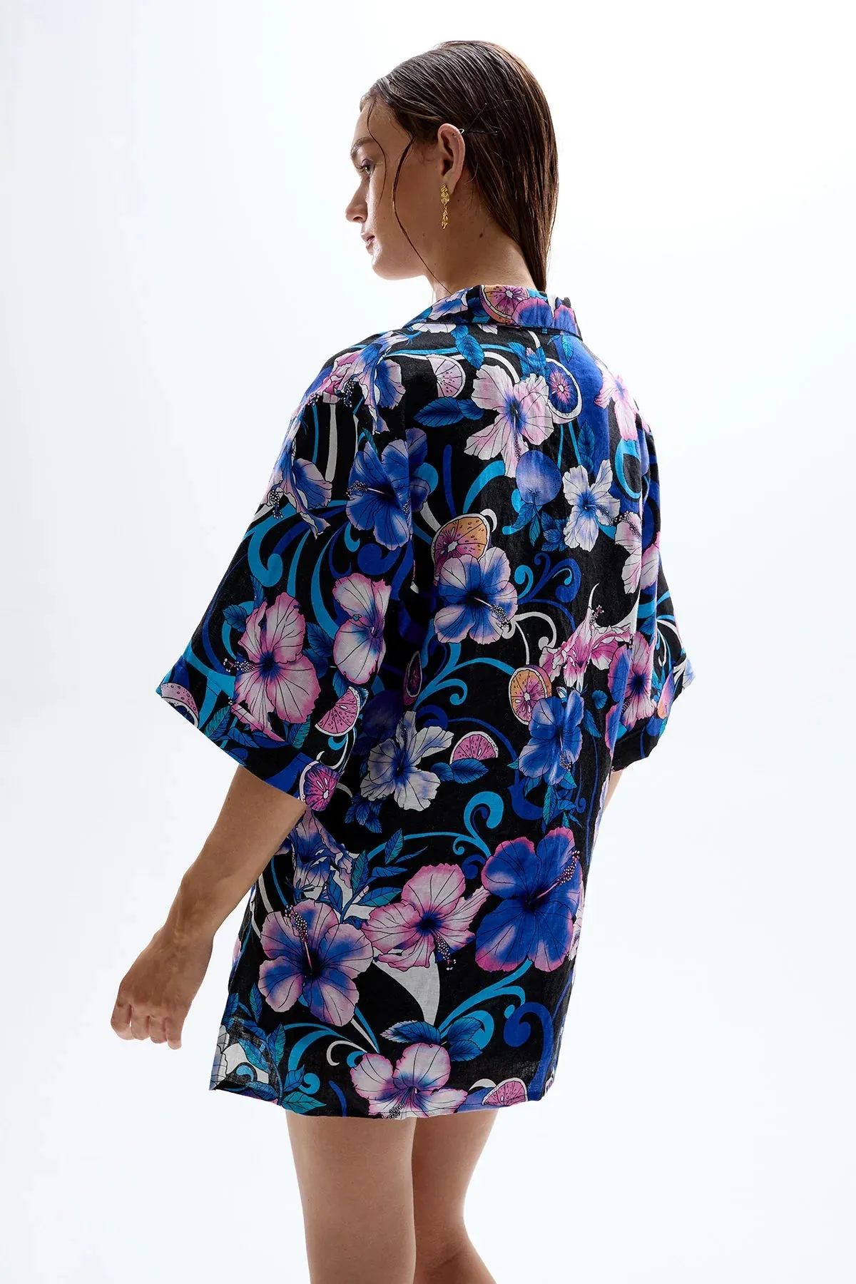 Cin Cin - Mirage Bowling Shirt - Hibiscus Blue