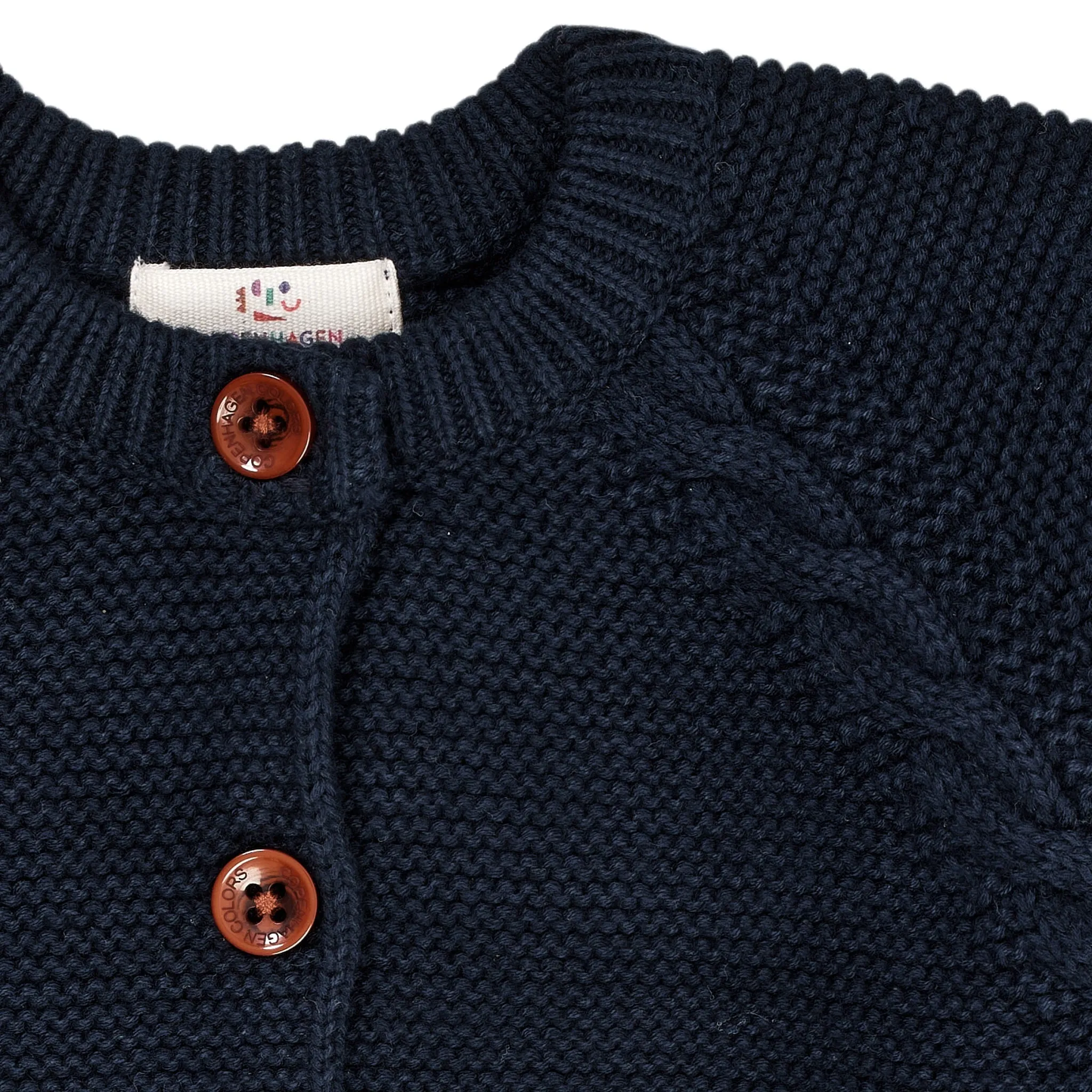 CLASSIC BABY COTTON CABLE CARDIGAN - NAVY