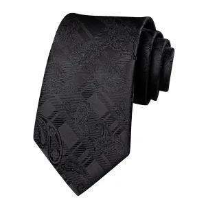 Classy Men Black Paisley Silk Necktie