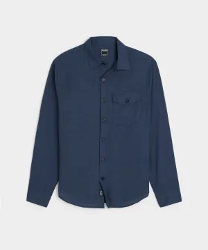 Cotton-Cashmere Lodge Shirt in Navy