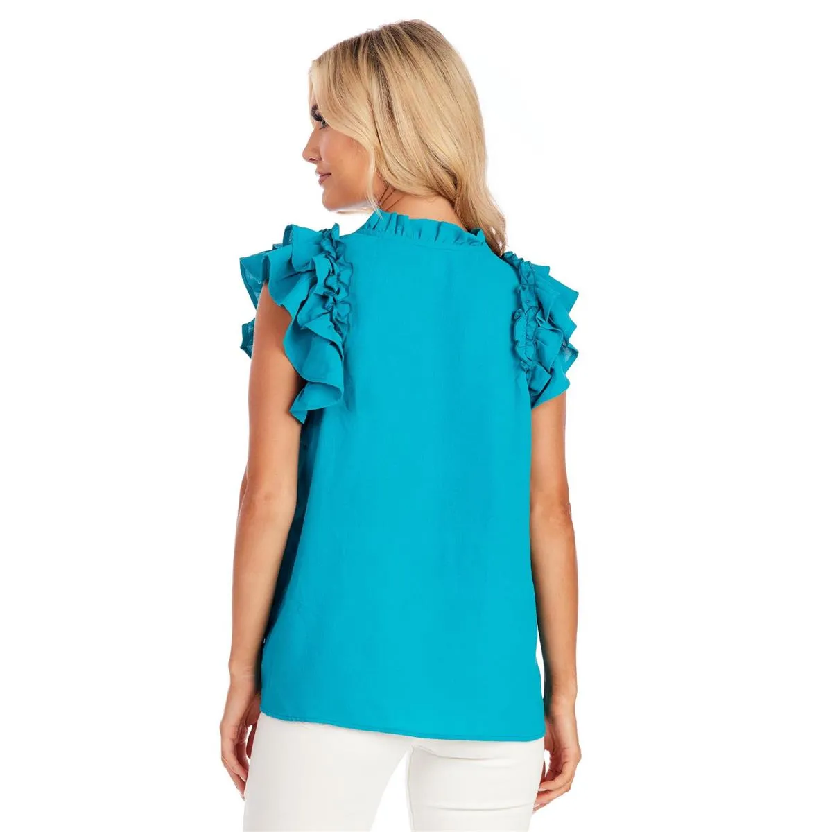 Dahlia Ruffle Top in Teal