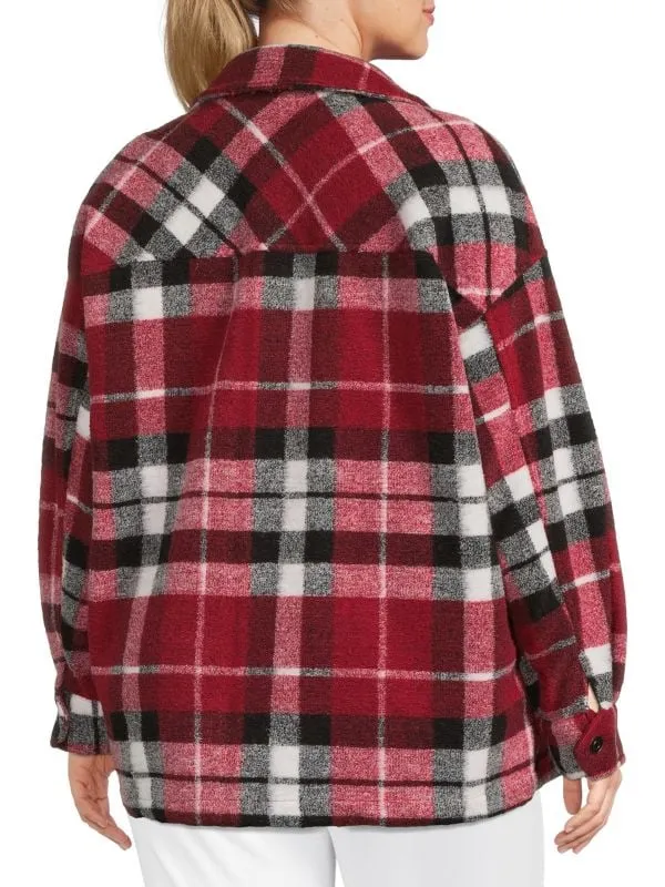 Dex Plus Plaid Long Sleeve Button Front Shirt, Red