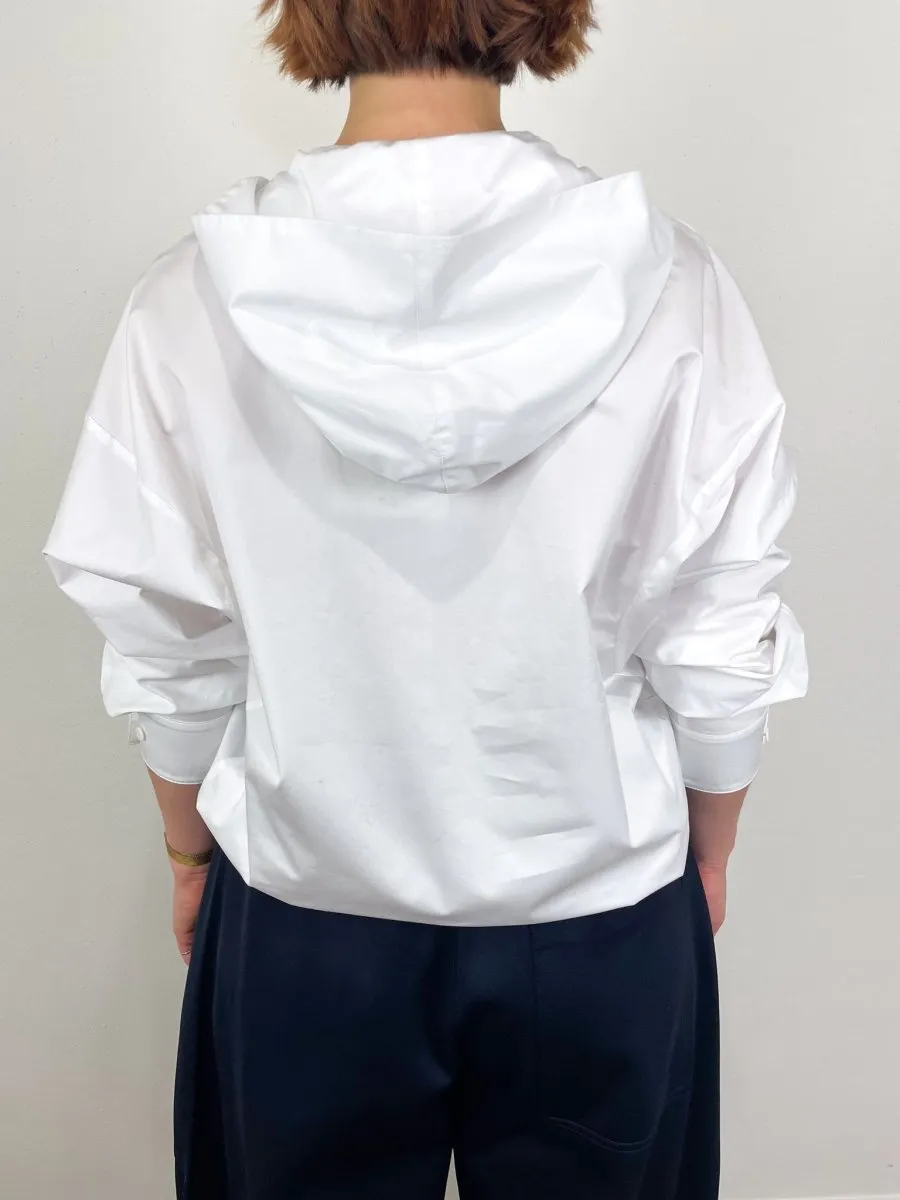 Eco Poplin Hooded Shirt in White