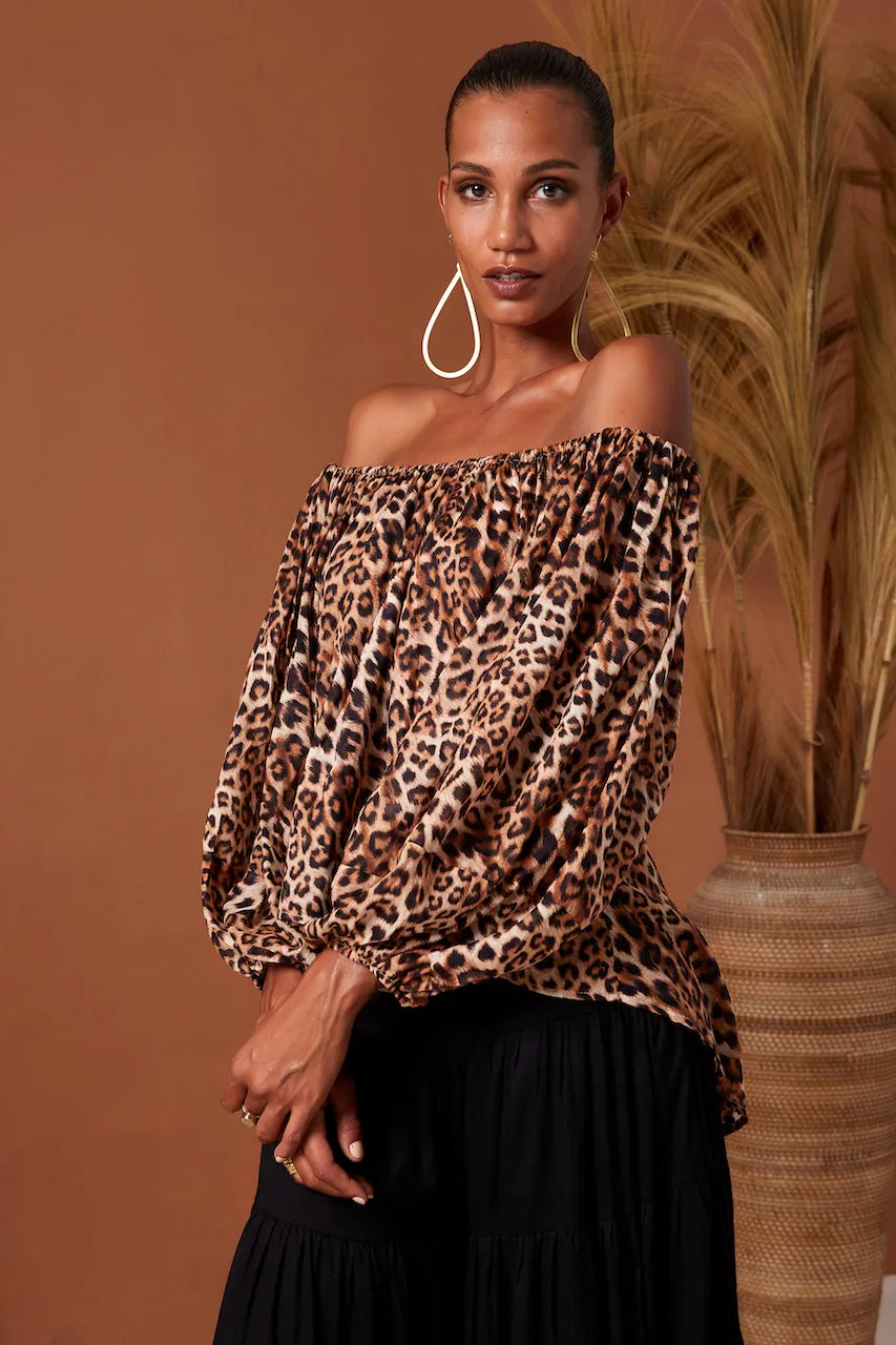 Erika Pena Brielle Blouse in Leopard