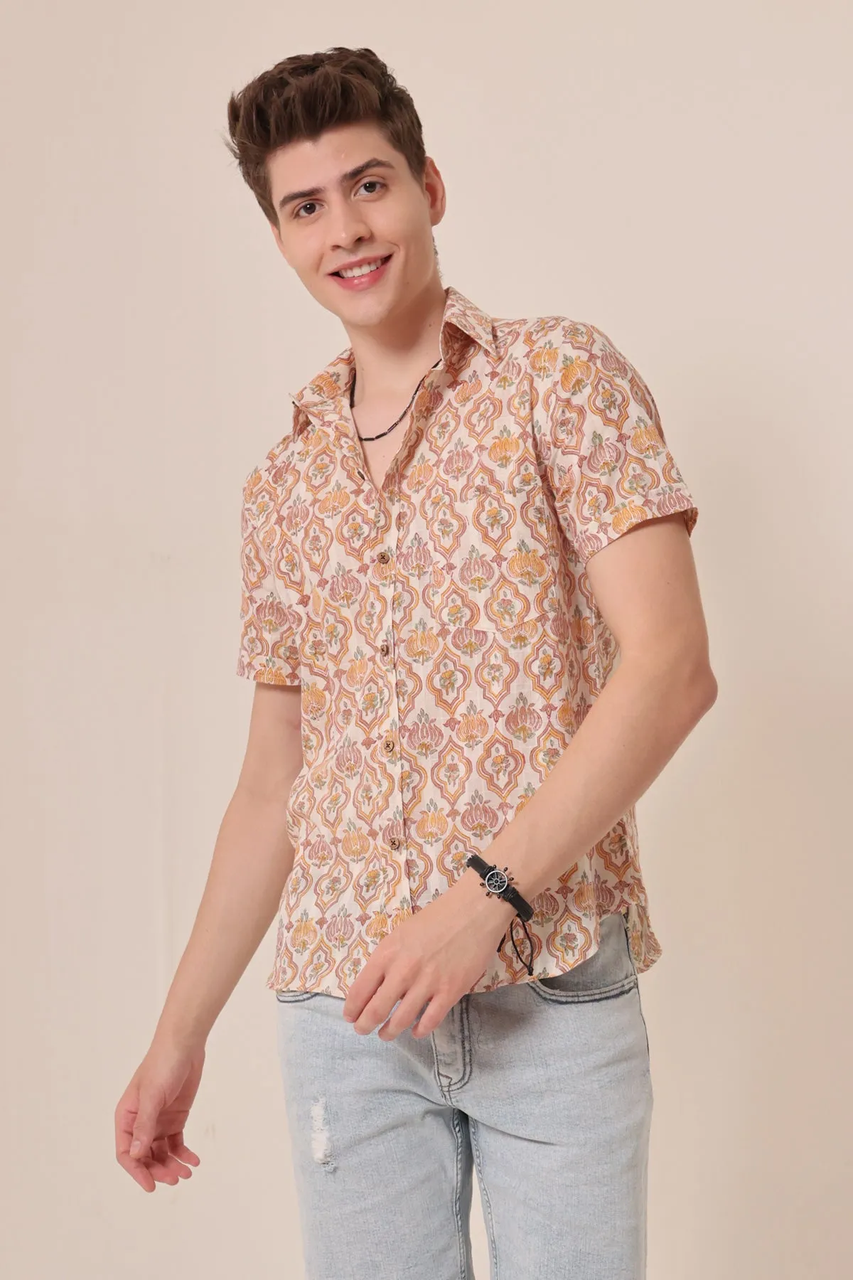 Fabrosa print cotton shirt half sleeves | Style Matters