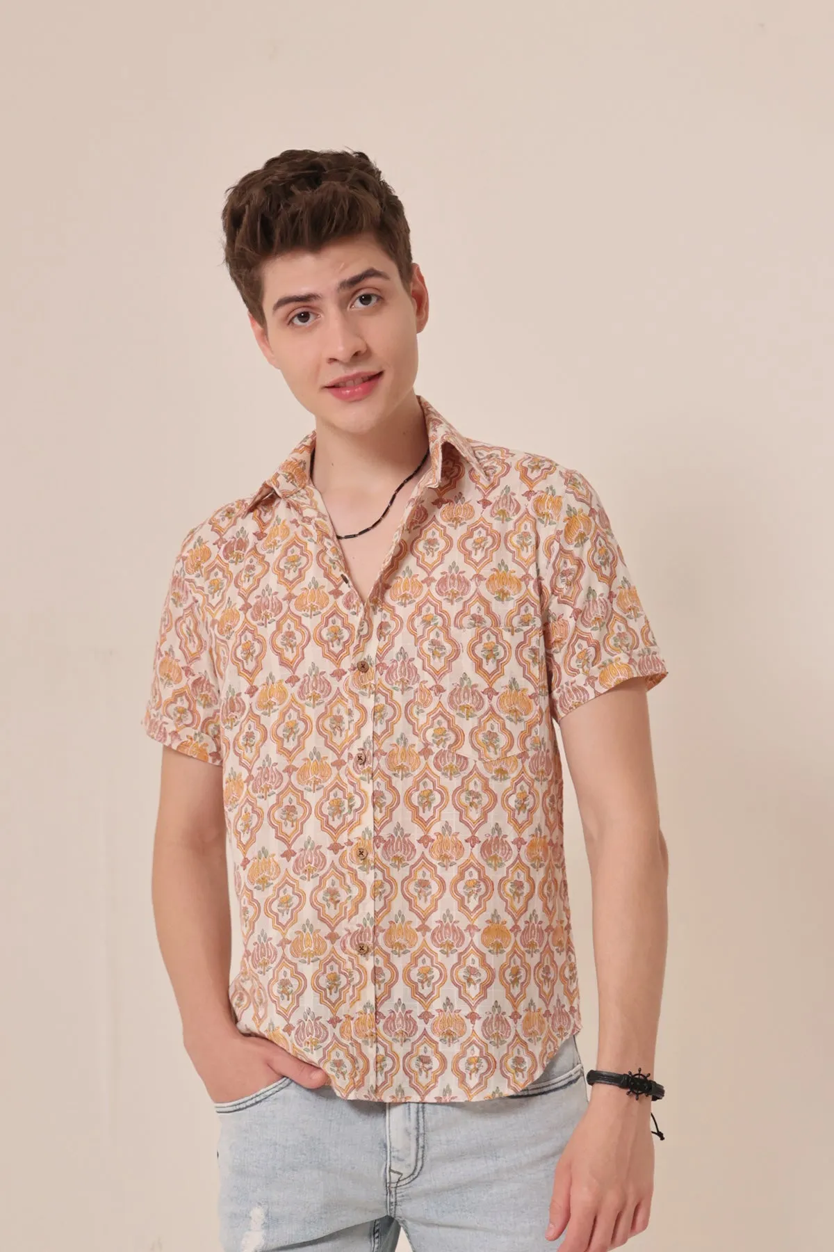 Fabrosa print cotton shirt half sleeves | Style Matters