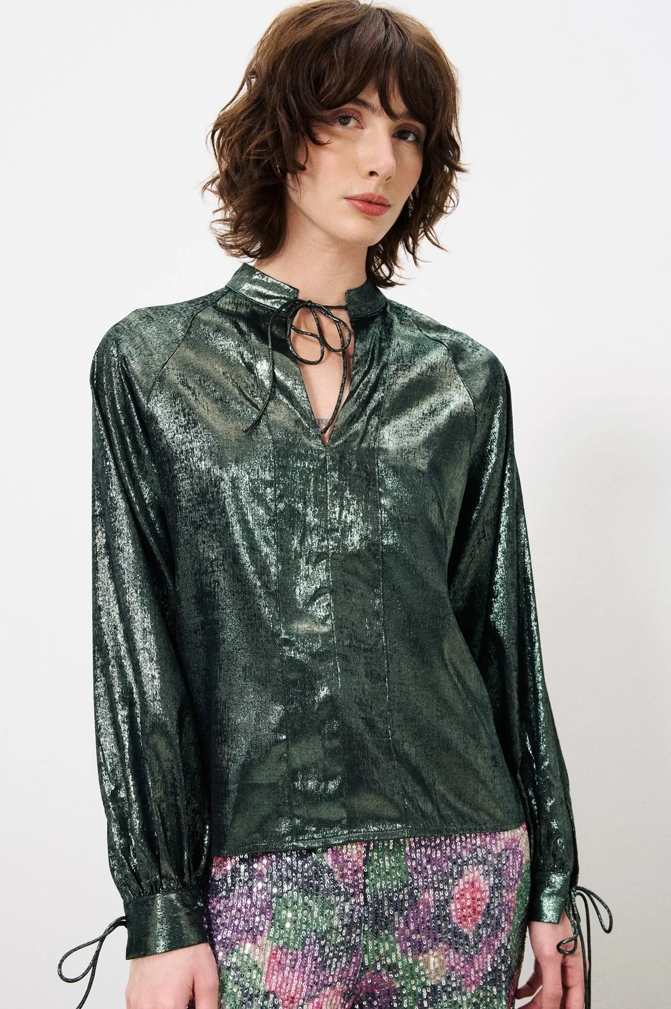 FRNCH Andrija Forest Green Blouse