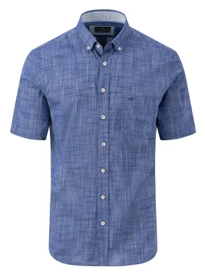 FYNCH HATTON Short-Sleeve Shirt - Men's Slub Cotton – Navy