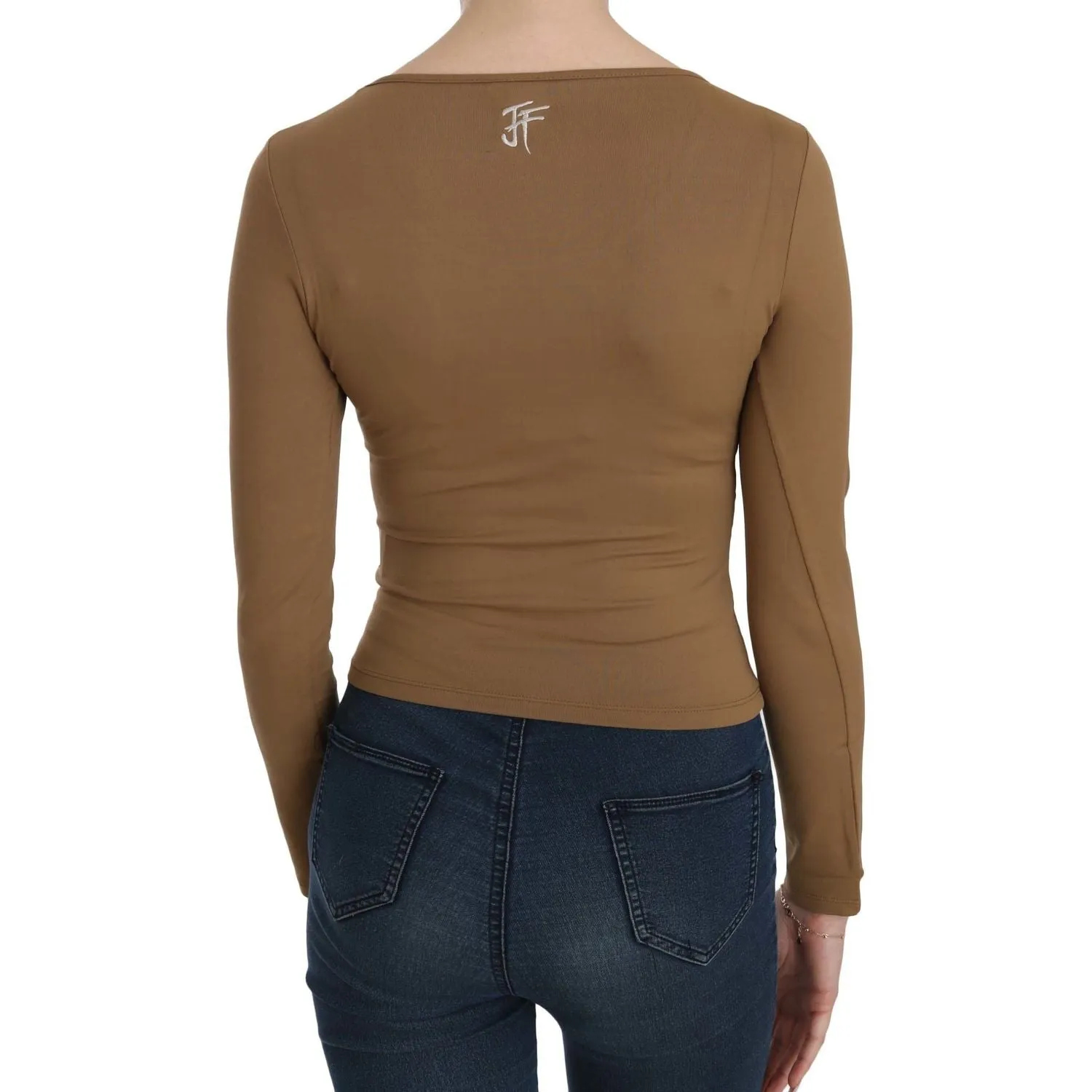 GF Ferre Elegant Brown Fitted Blouse for Sophisticated Evenings