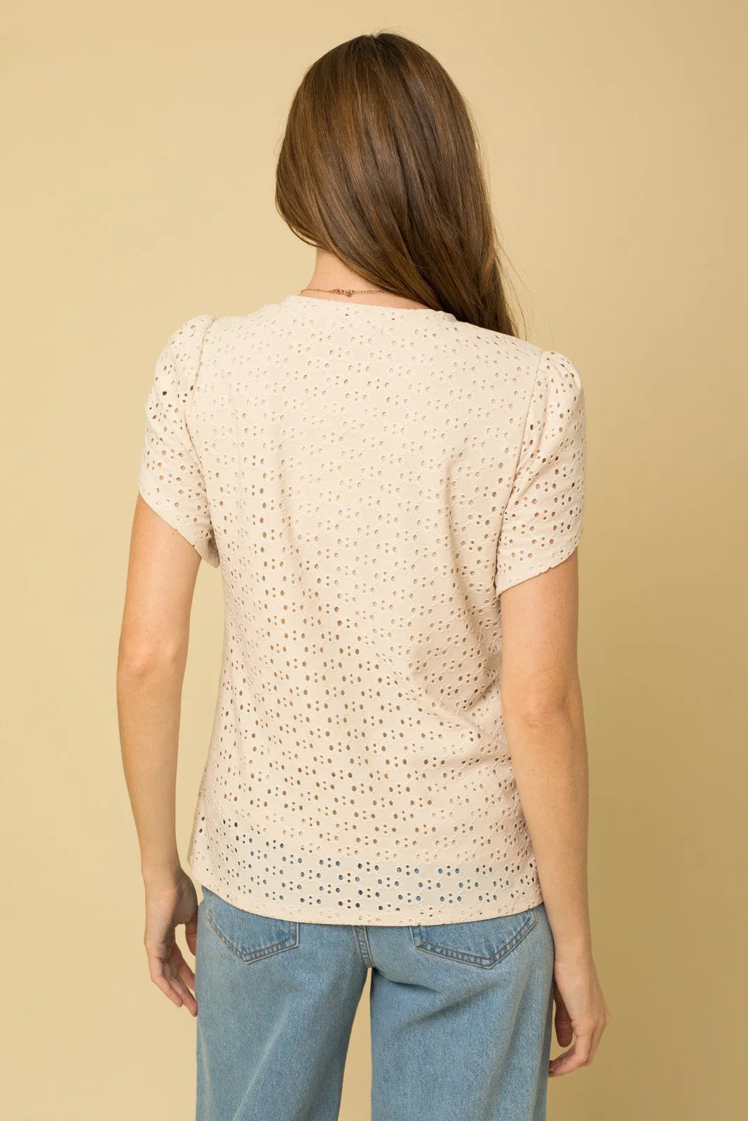 Gilli Eyelet Tulip Short Sleeve Top