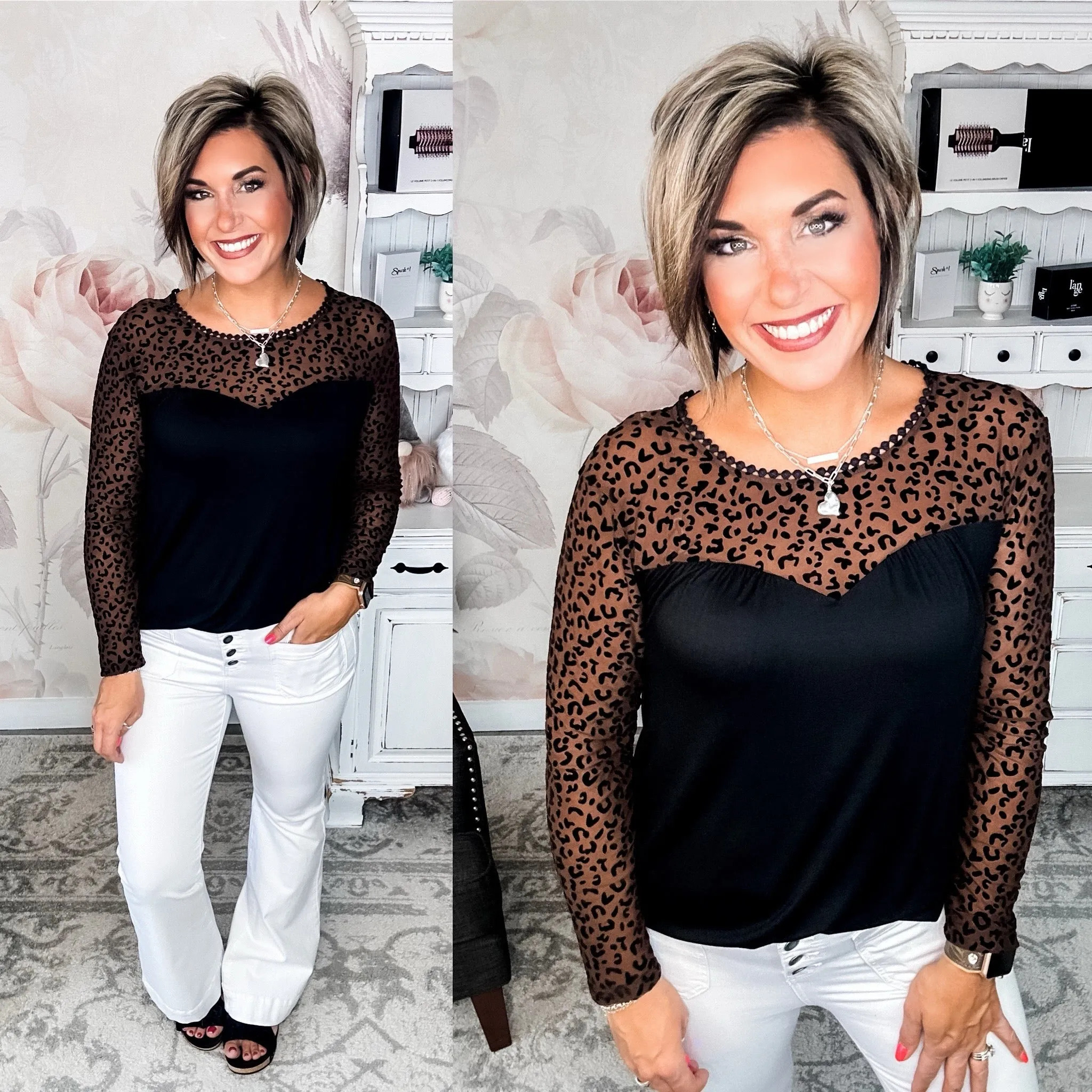 Just a Flirt Lace Detail Long Sleeve Top - Chocolate