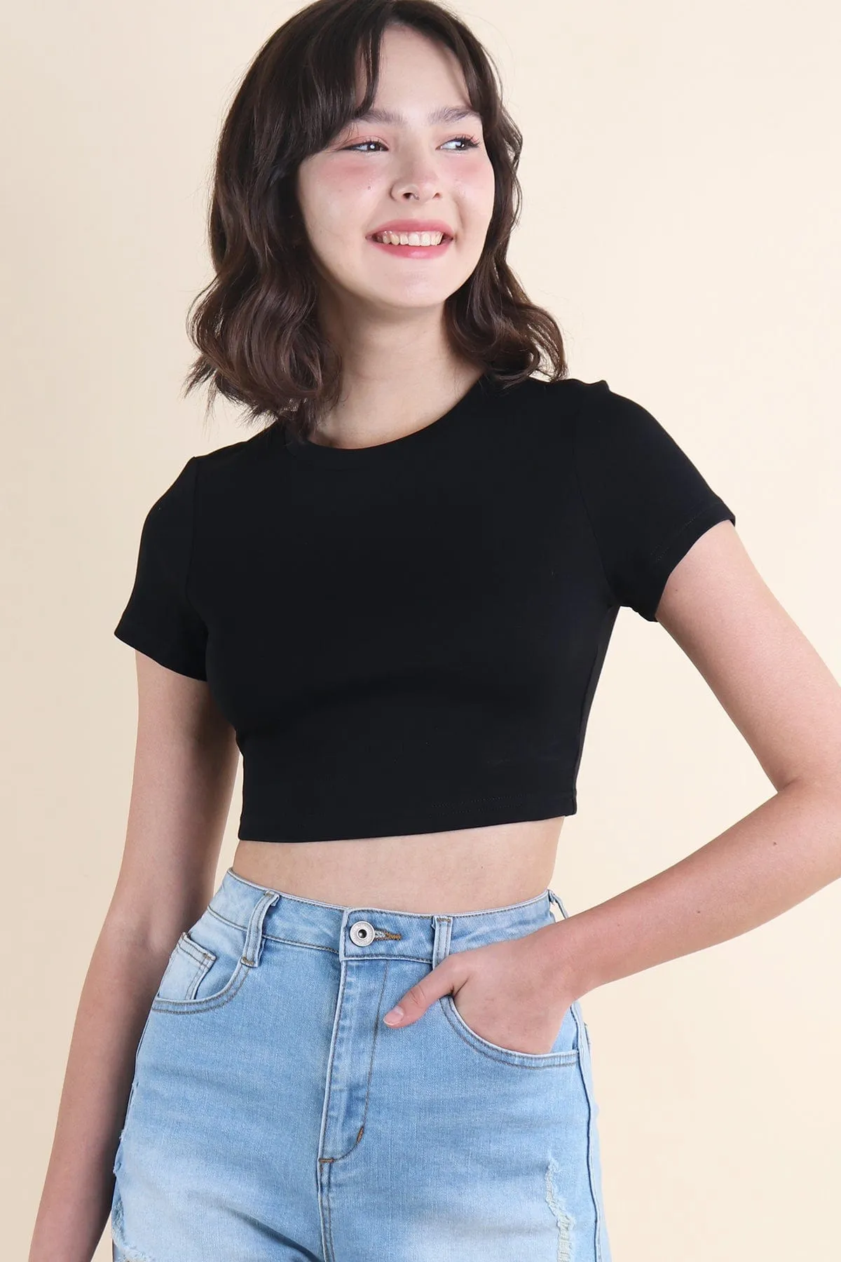 KAYCE BABY TEE IN BLACK