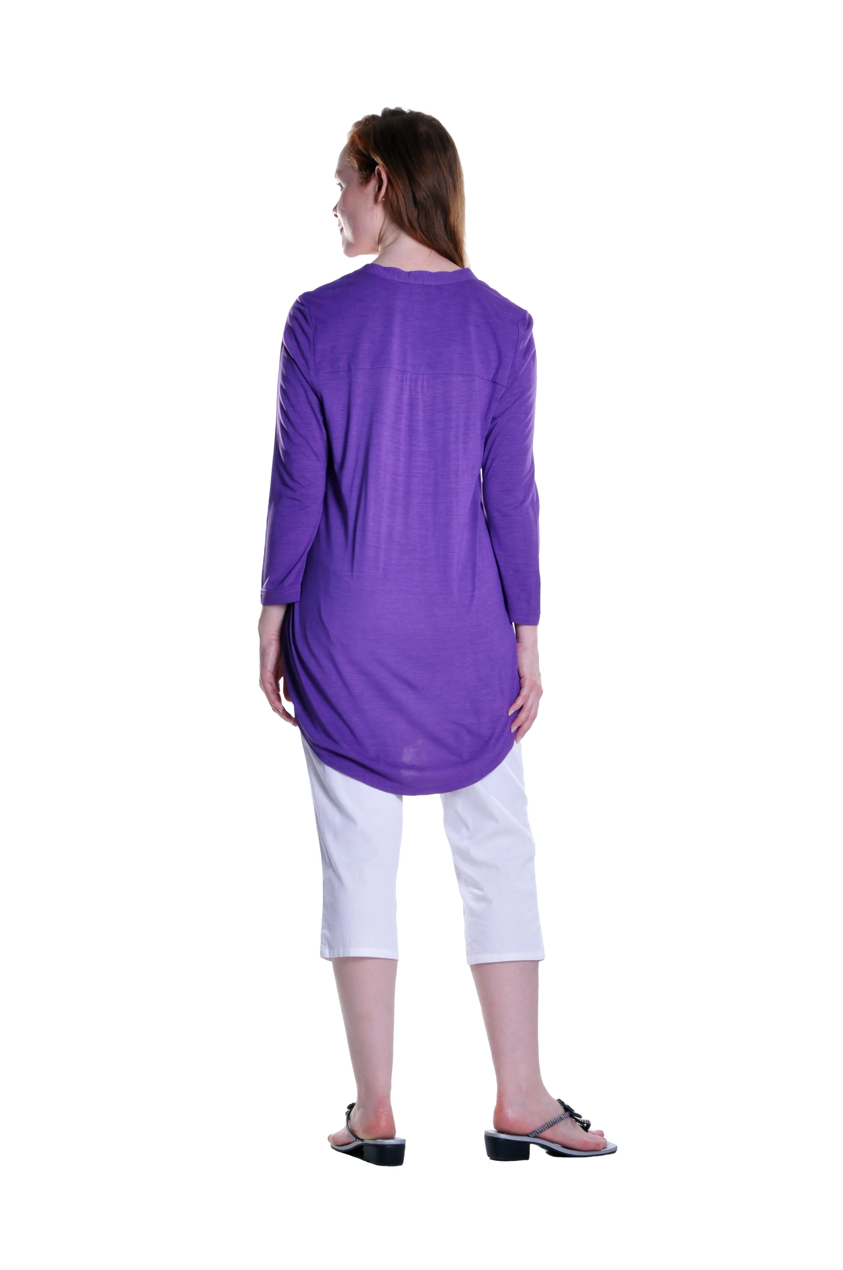 La Cera Pleat Front Rayon Solid Tunic