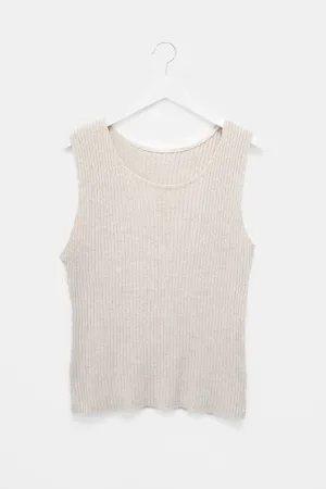 LINEN COTTON NATURALS RIB KNIT TANK