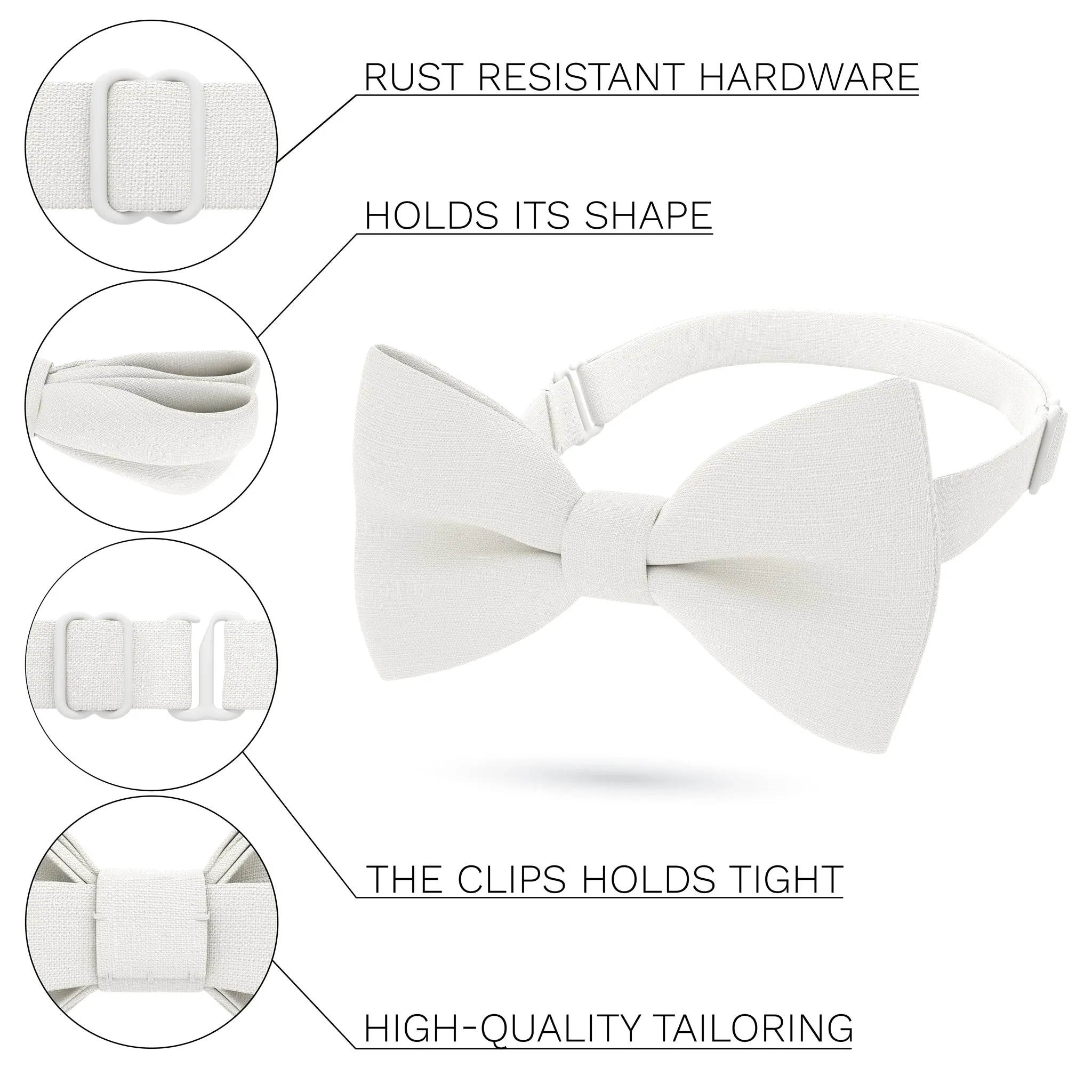 Linen White Bow Tie