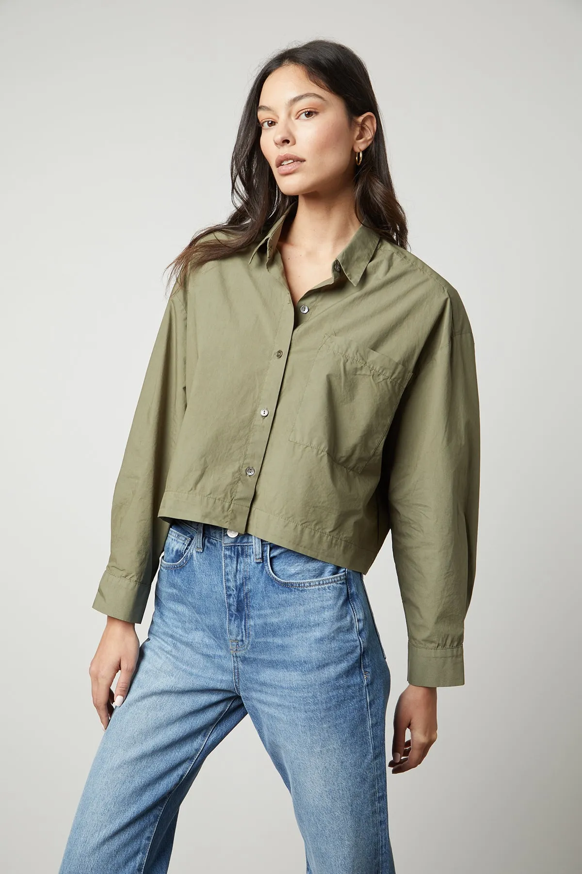 LUCILLE CROPPED BUTTON-UP SHIRT