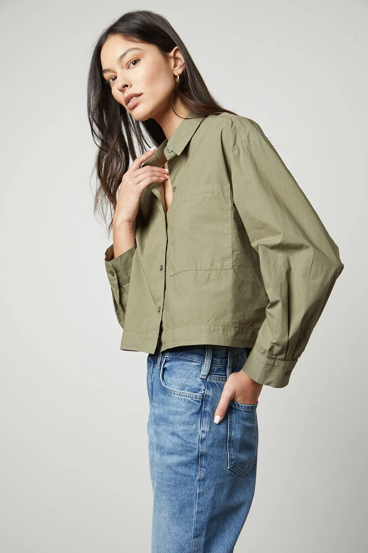 LUCILLE CROPPED BUTTON-UP SHIRT