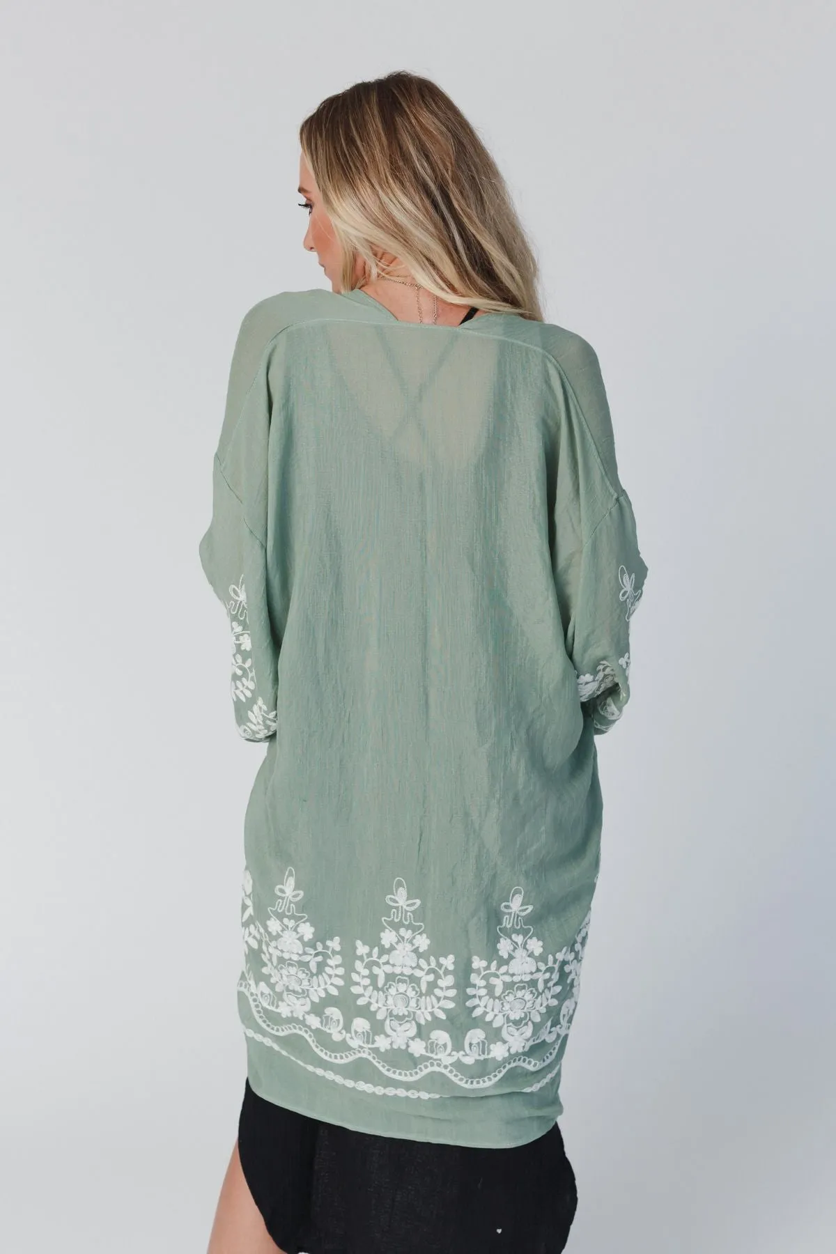 Mazin Floral Kimono - Sage