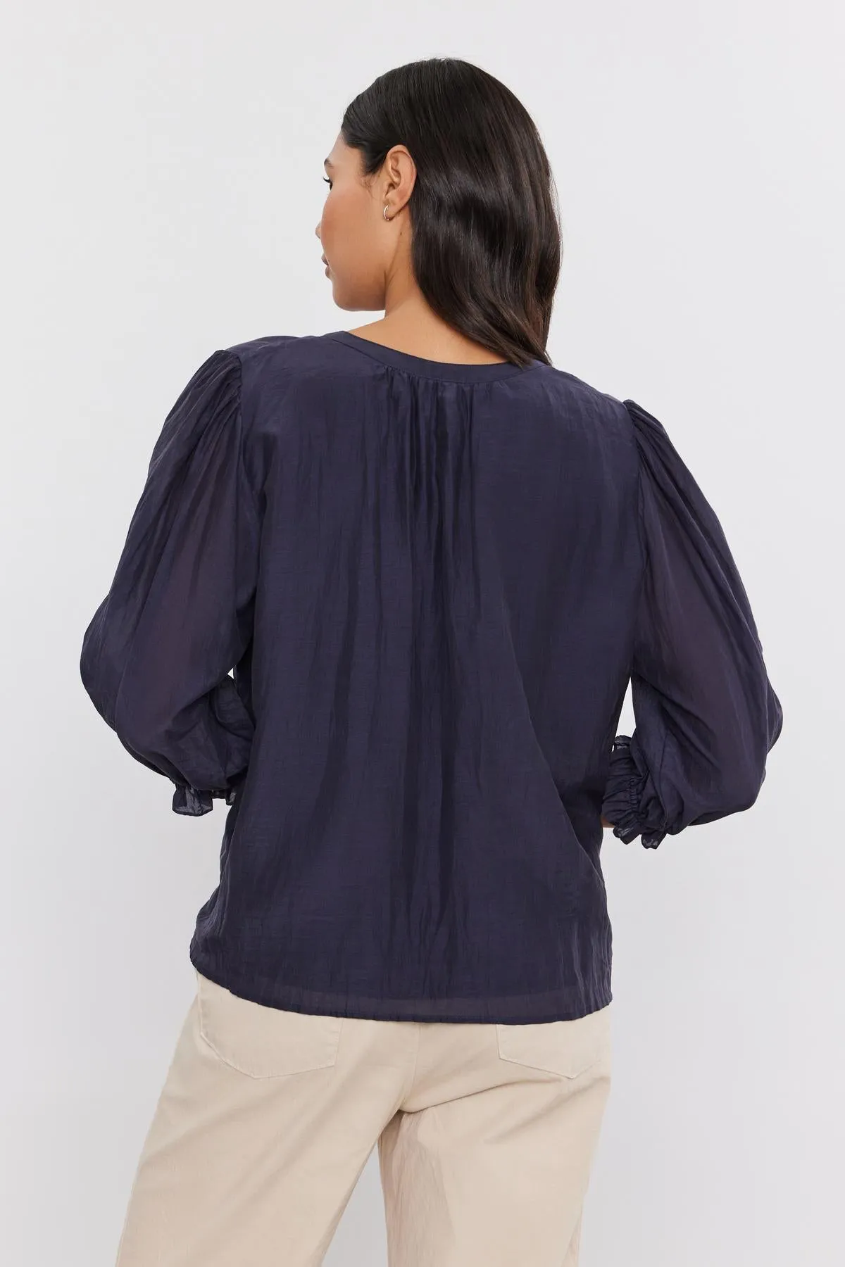 MEL SILK COTTON VOILE BUTTON-UP TOP