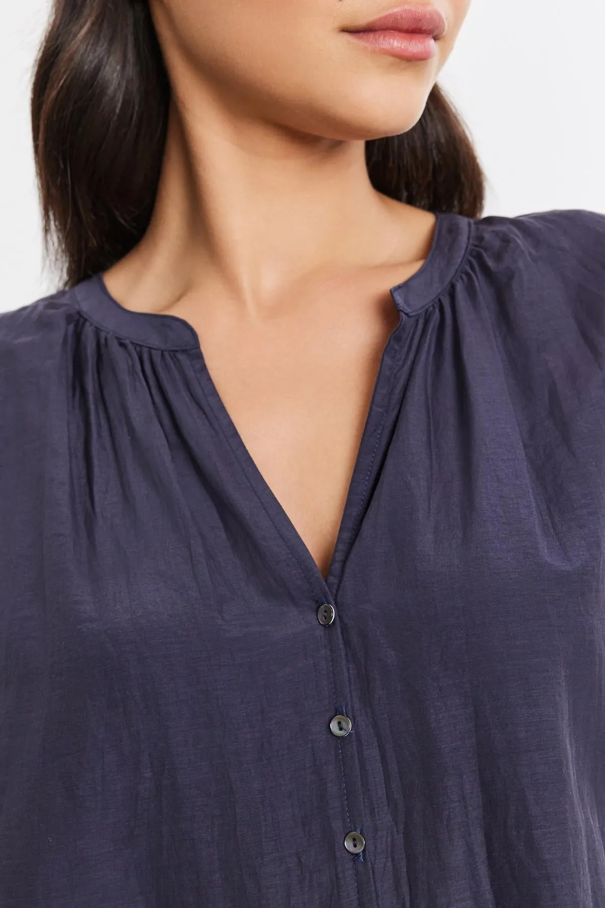 MEL SILK COTTON VOILE BUTTON-UP TOP