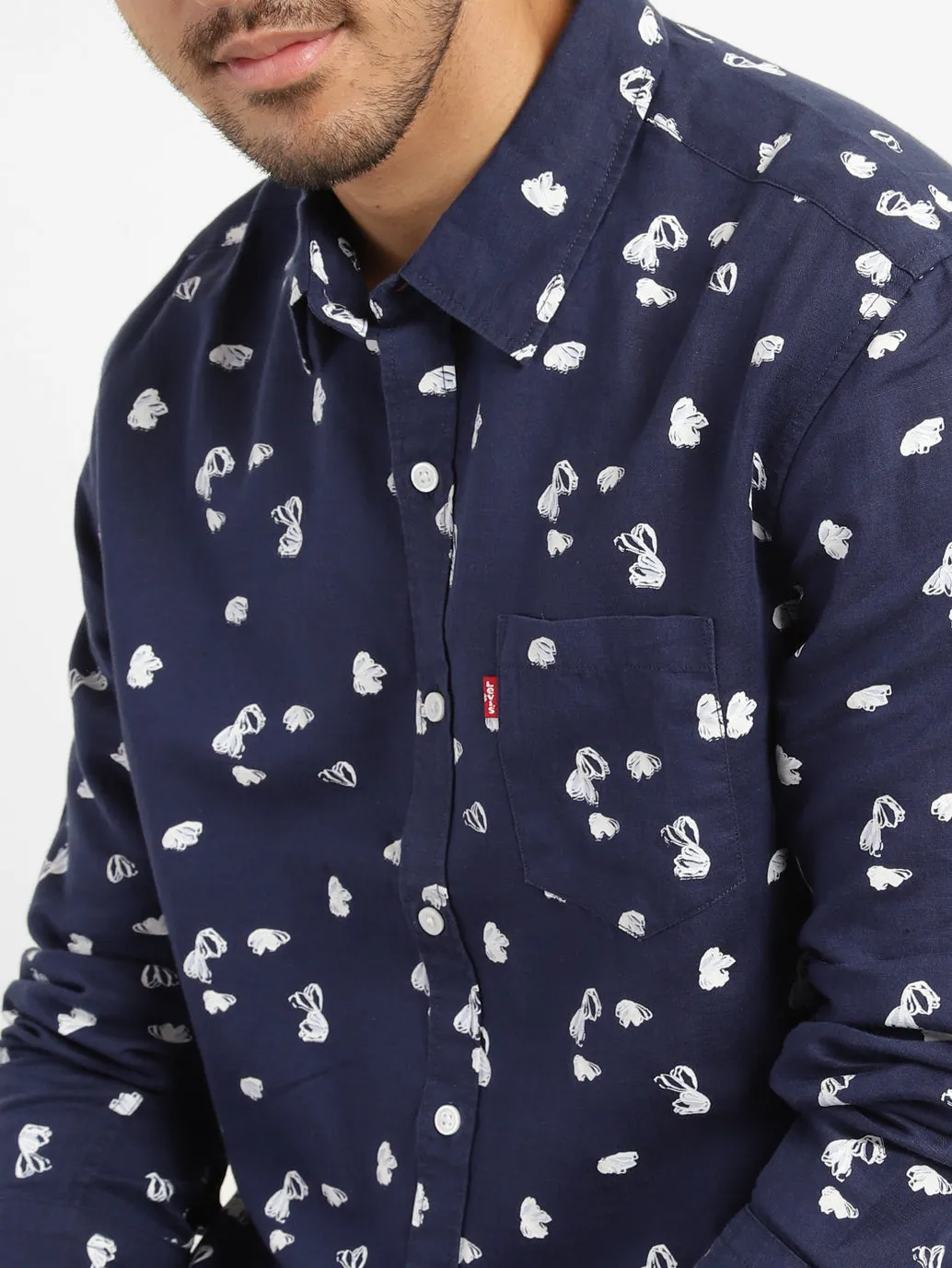 Men's Abstract Print Spread Collar Shirt