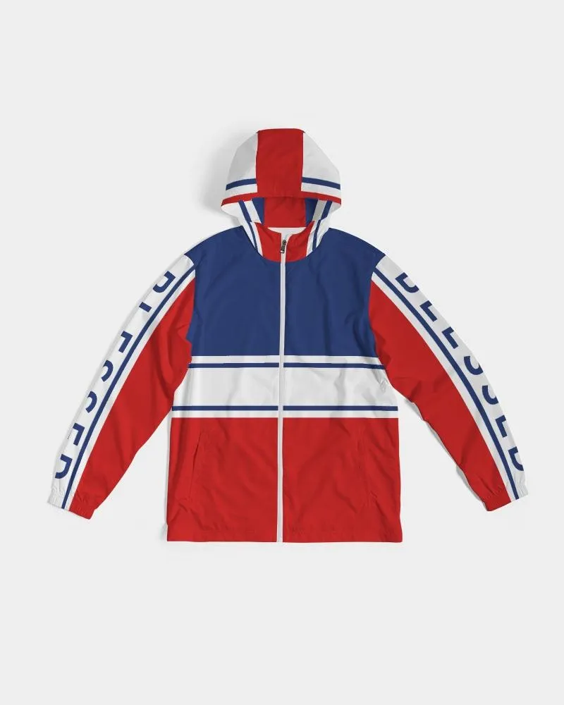 Mens Lightweight Windbreaker Jacket with Hood and Zipper Closure,