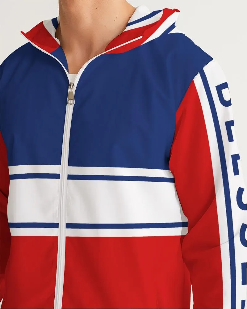 Mens Lightweight Windbreaker Jacket with Hood and Zipper Closure,