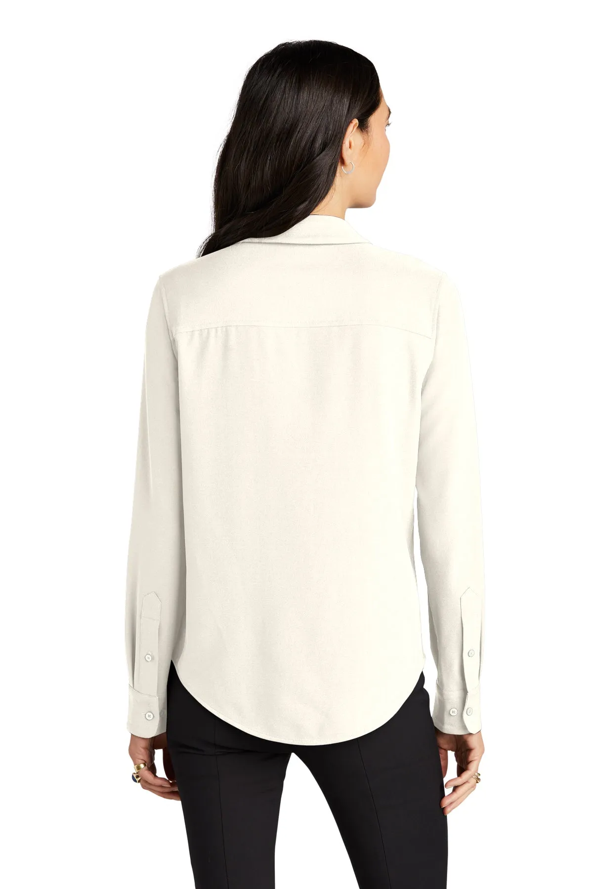 Monique Button Up Long Sleeve Blouse - Ivory Chiffon (Ships in 1-2 Weeks)