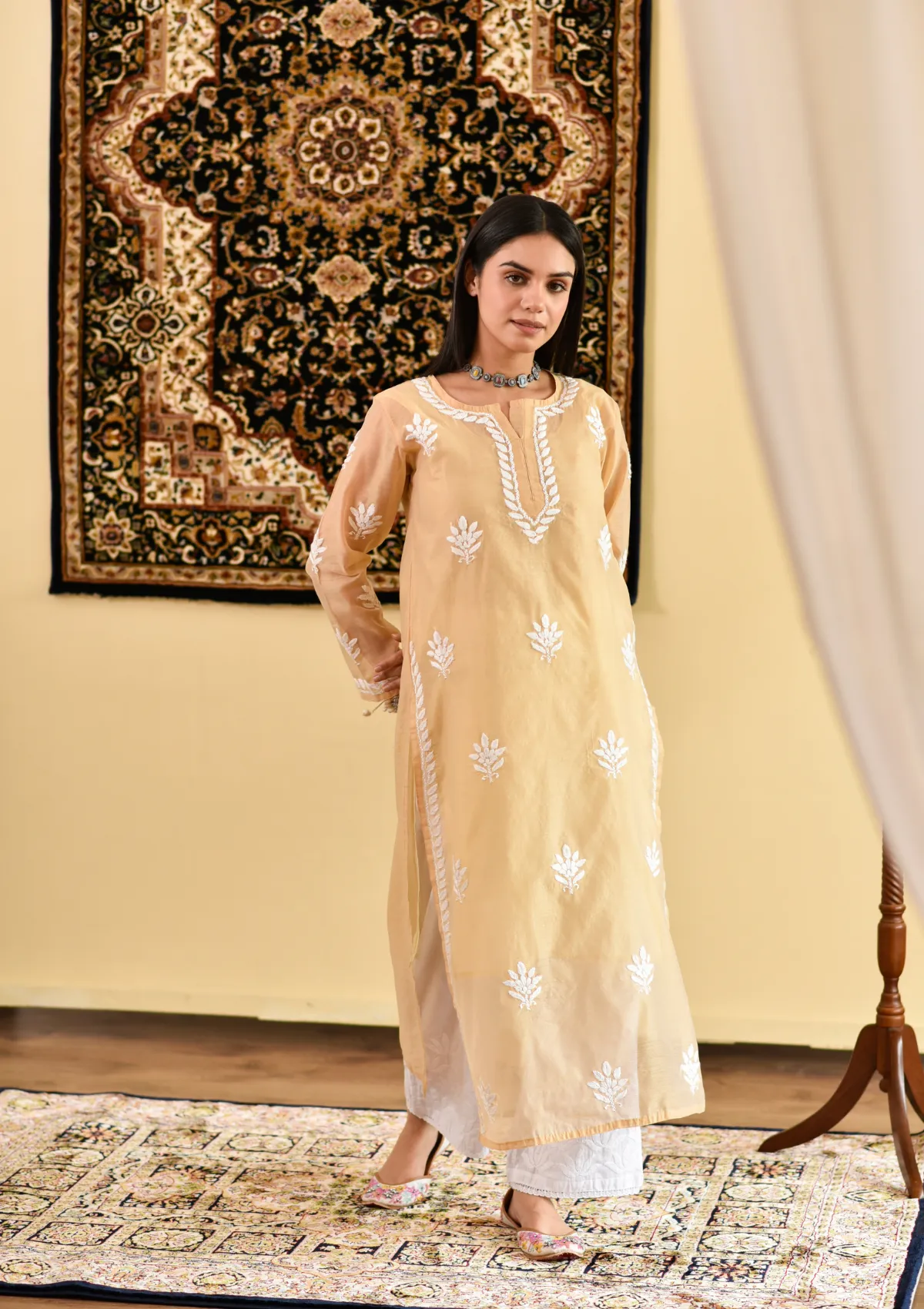 Mubina Chanderi Straight Kurta