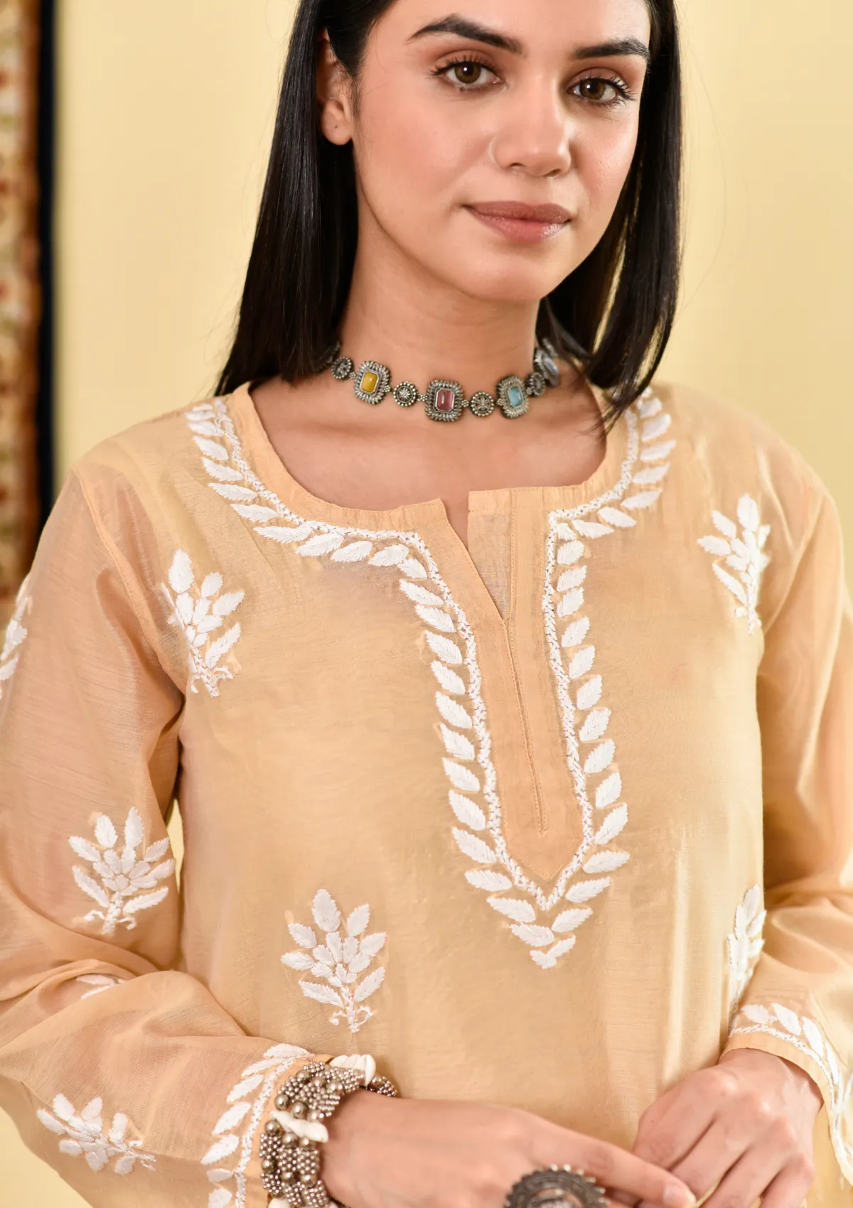 Mubina Chanderi Straight Kurta