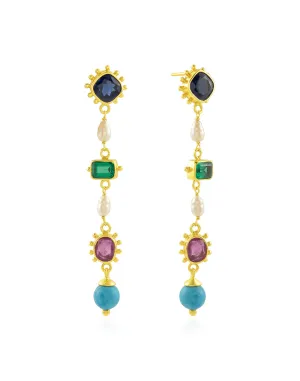 Multicolour Gemstone Danglers