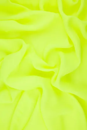 Neon Yellow-Green Silk Double Georgette Fabric