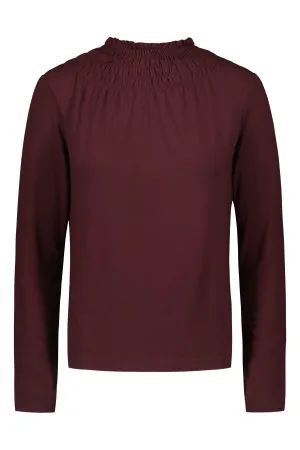 Nikoletta High Collar Blouse Plum Red