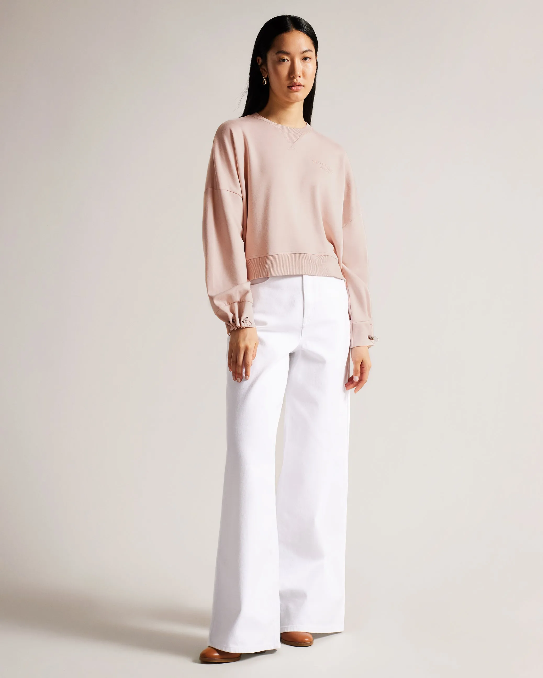 Orietta Sweatshirt With Pleat Detail Dusky-Pink