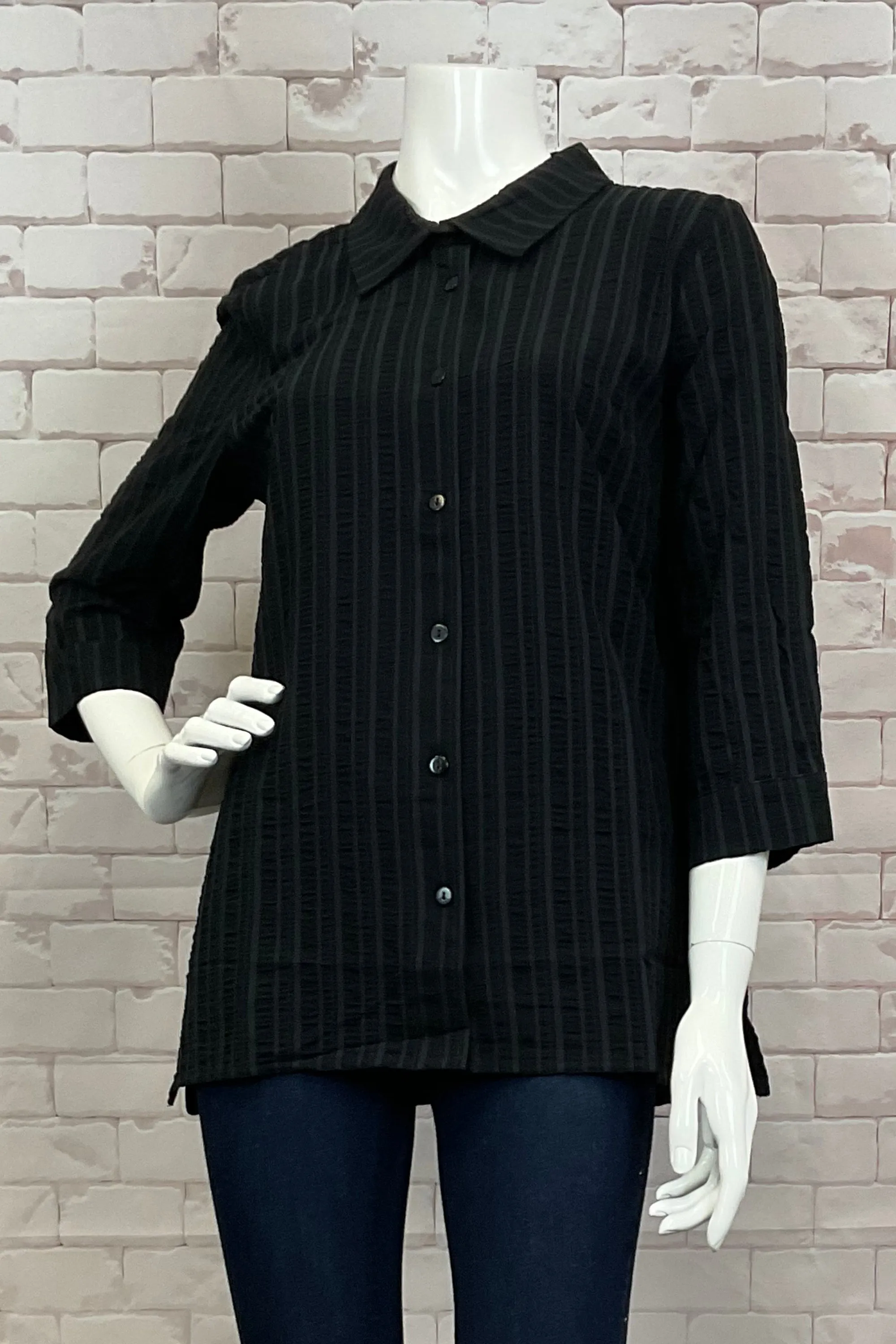 PERFECT WORLD CRINKLED STRIPES BLOUSE