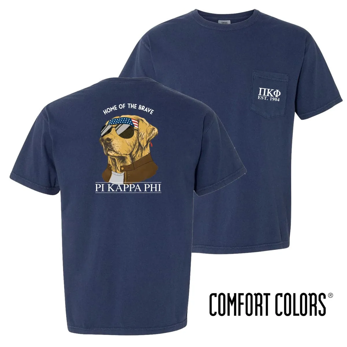 Pi Kapp Comfort Colors Short Sleeve Navy Patriot Retriever Tee