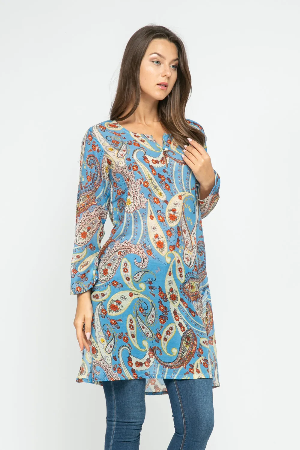 RAJ CAROLINA SKY BLUE PRINTED TUNIC