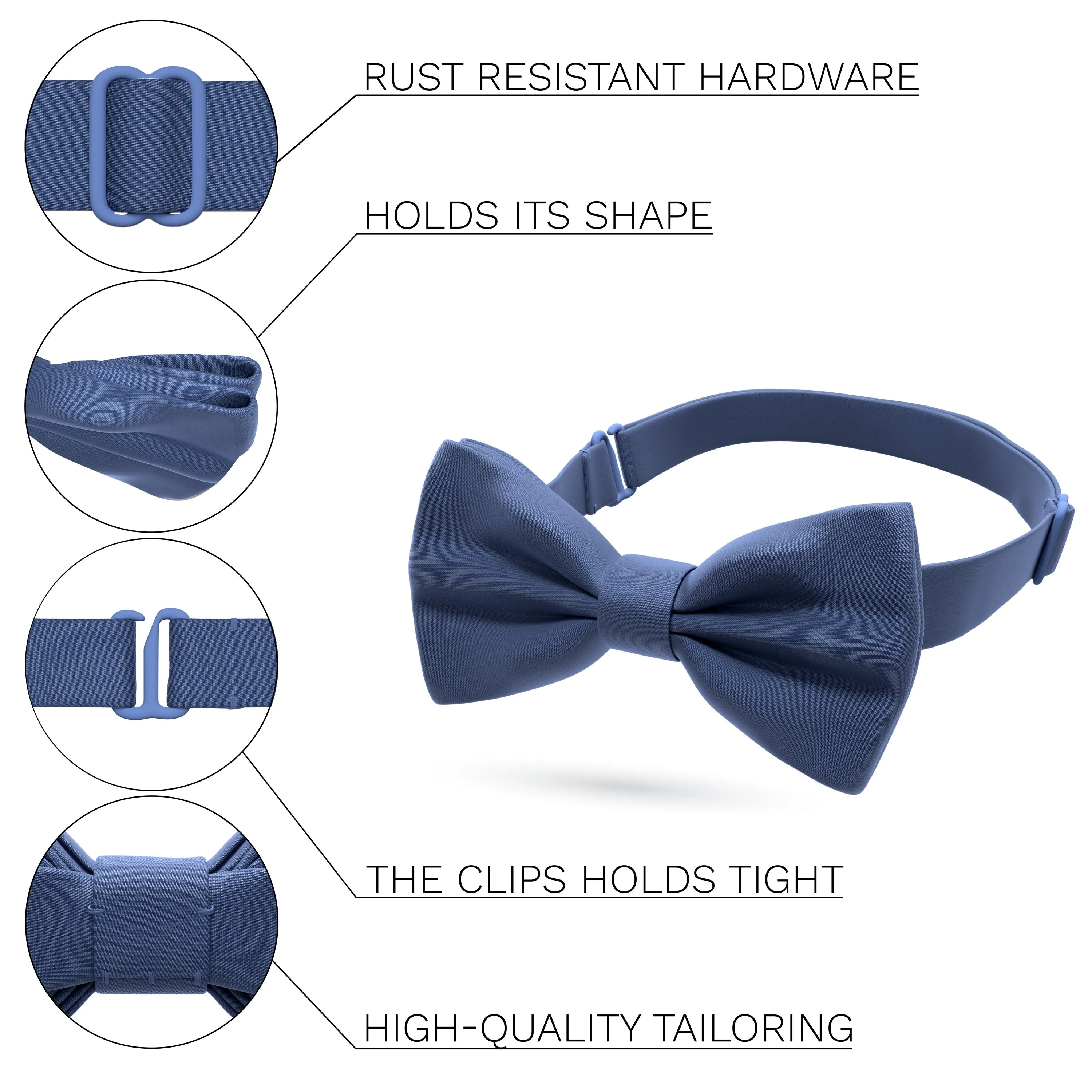 Satin Dark Blue Bow Tie